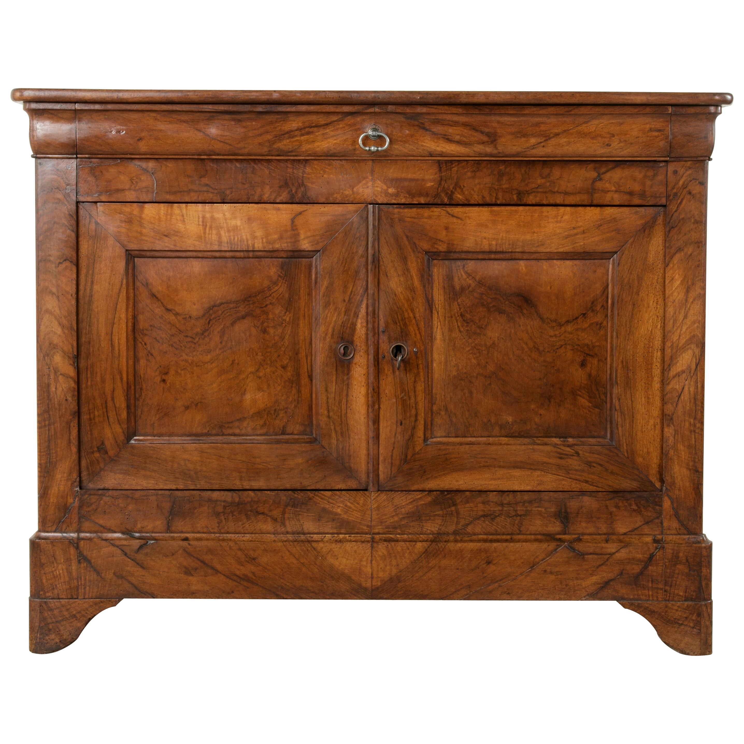 19th Century French Louis Philippe Period Burl Walnut Buffet or Sideboard