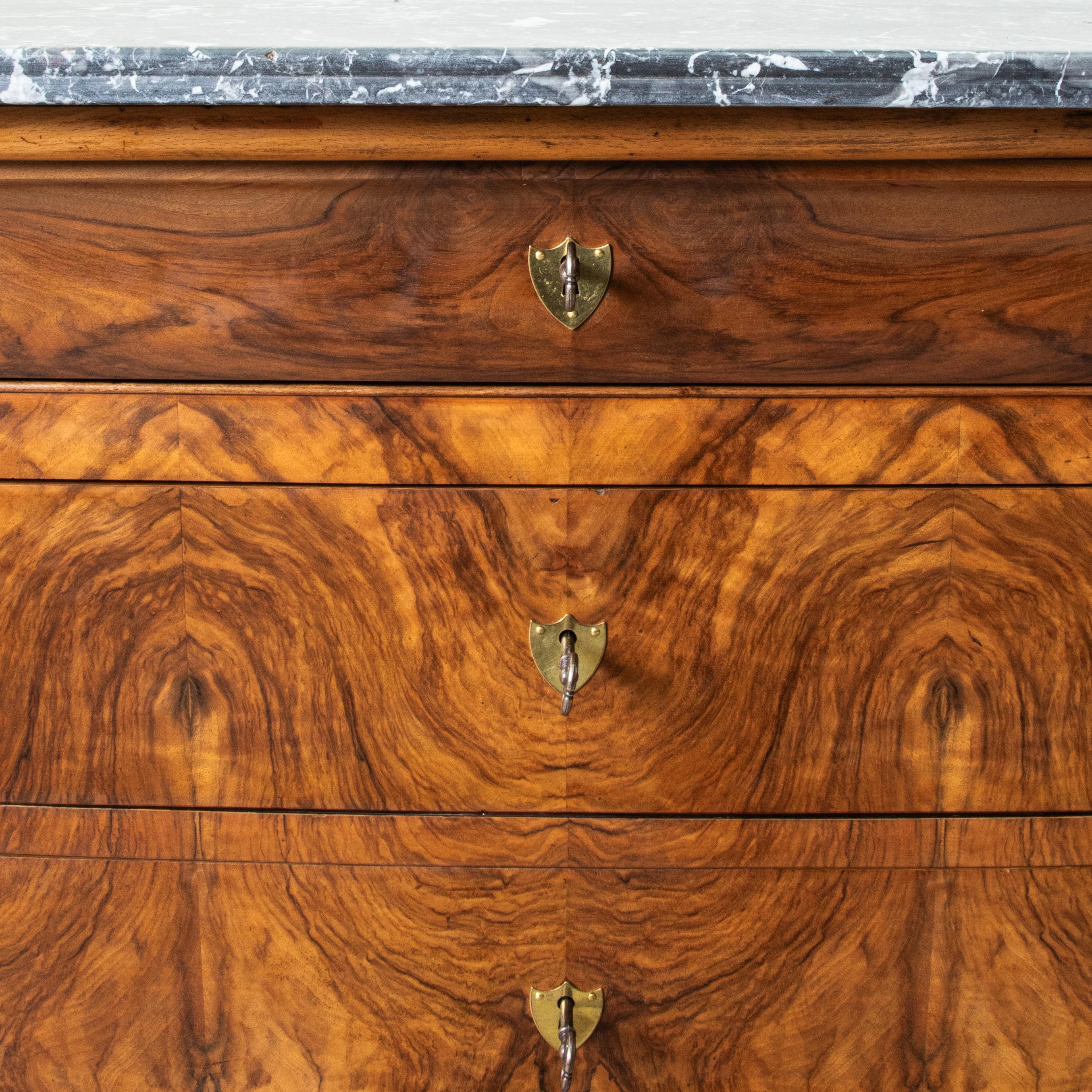 19th Century French Louis Philippe Period Burl Walnut Commode, Chest of Drawers 6