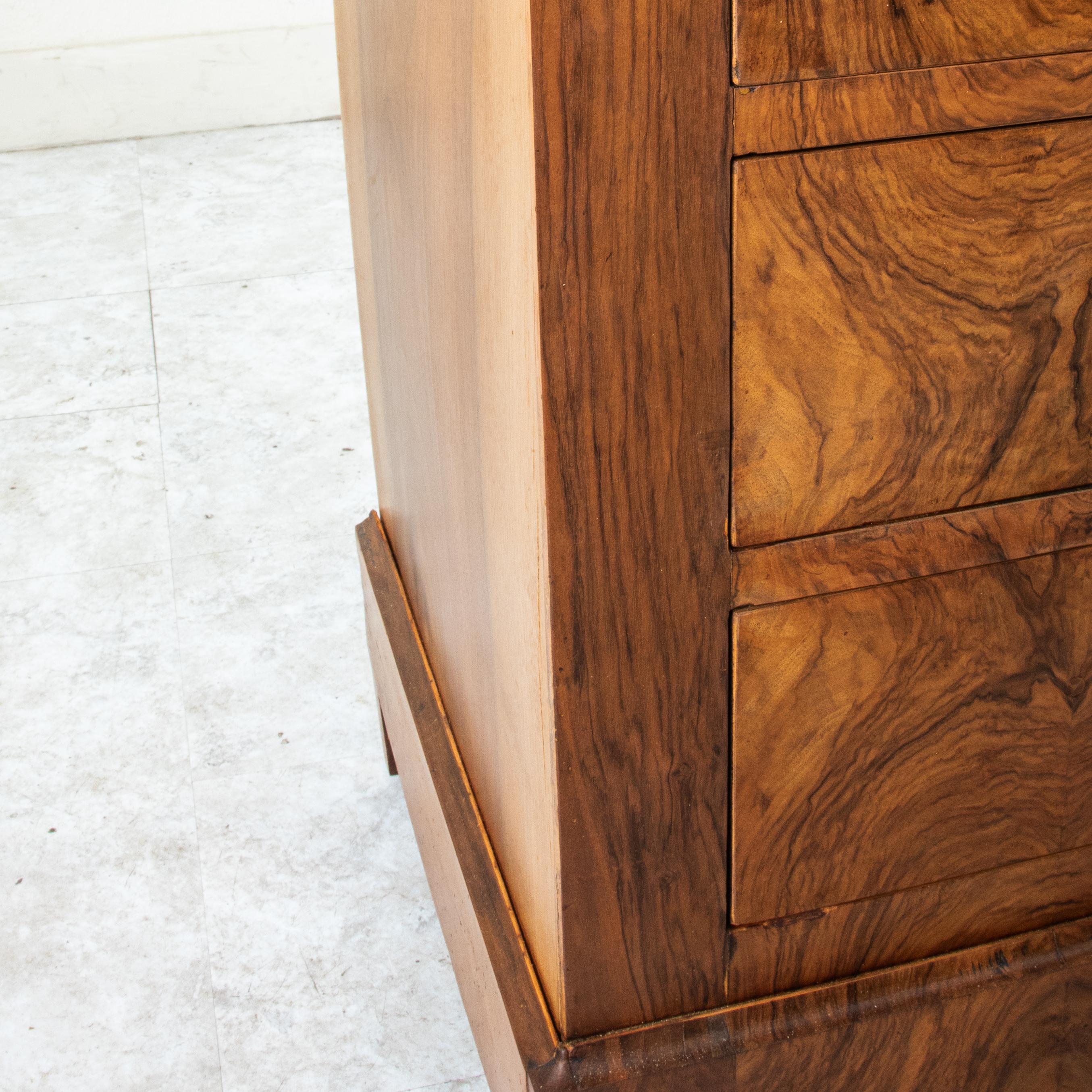 19th Century French Louis Philippe Period Burl Walnut Commode, Chest of Drawers 9