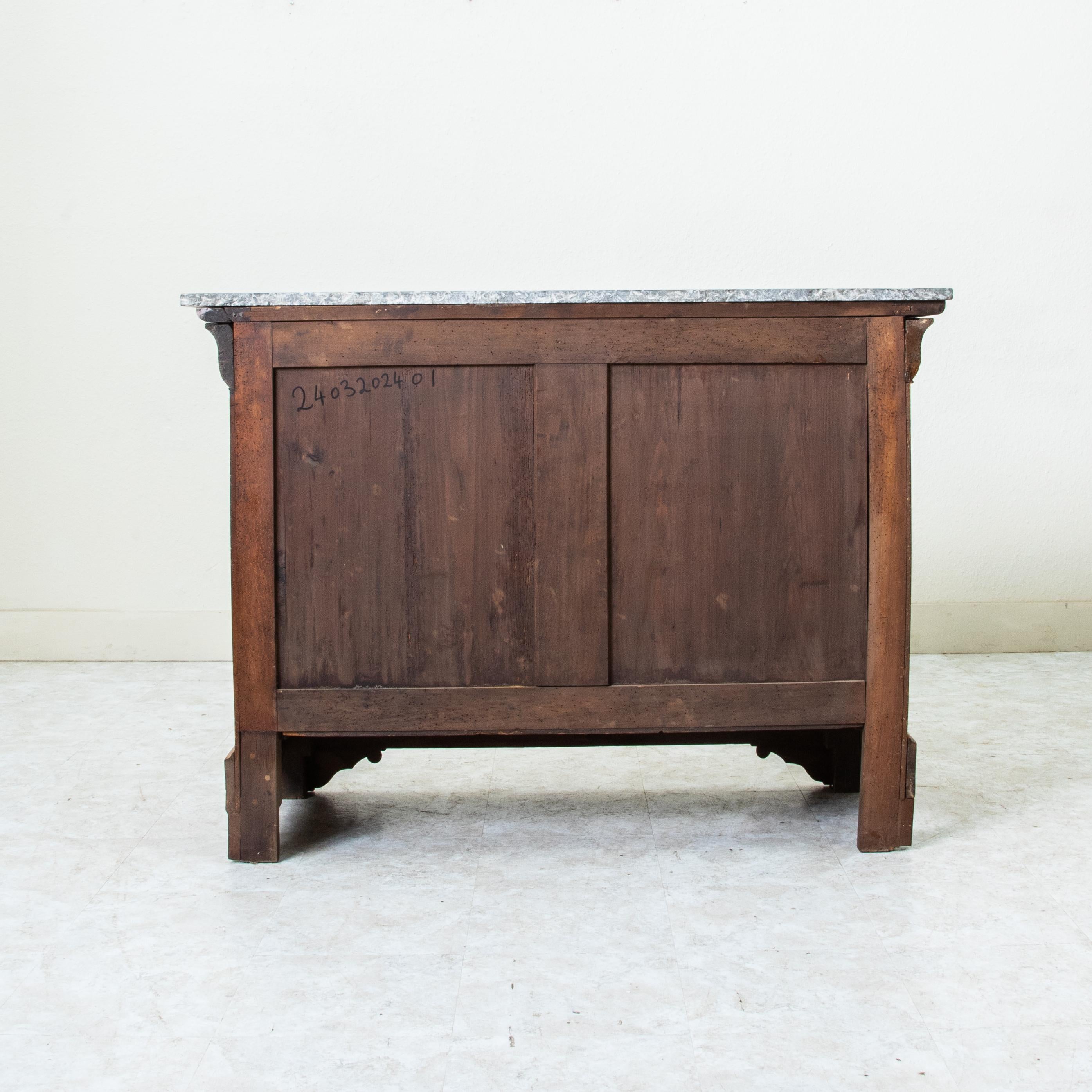 Marble 19th Century French Louis Philippe Period Burl Walnut Commode, Chest of Drawers