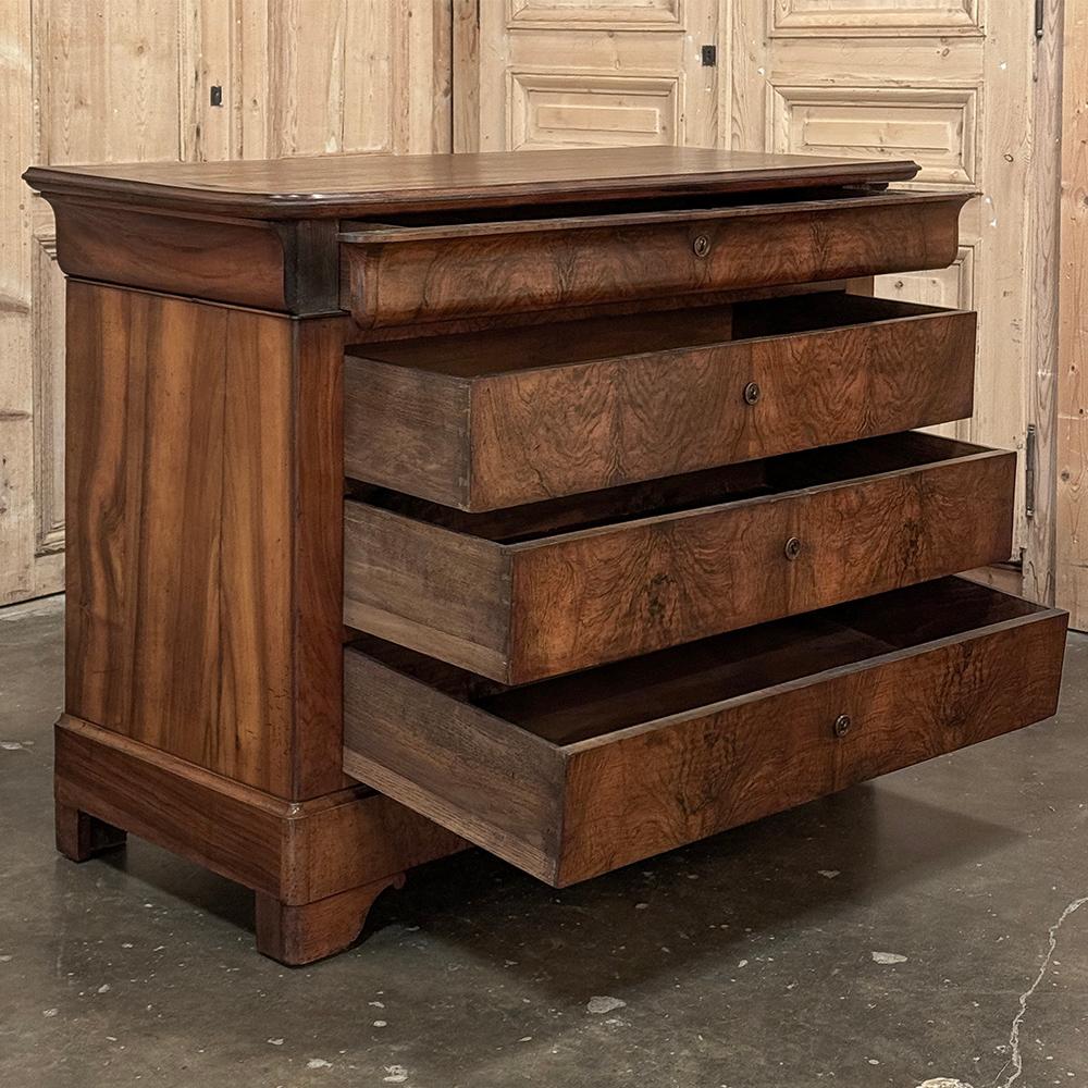 Mid-19th Century 19th Century French Louis Philippe Period Burl Walnut Commode For Sale