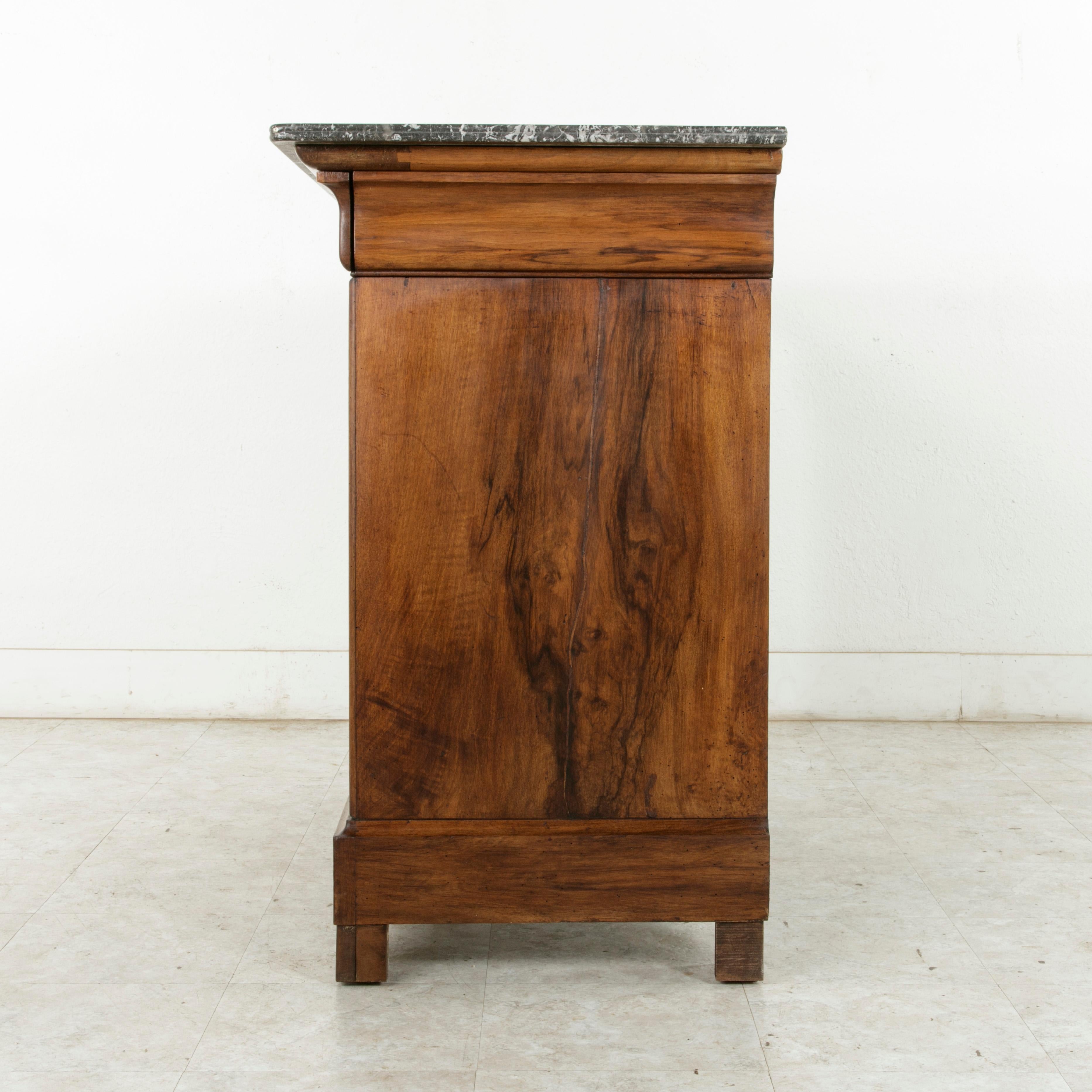 Mid-19th Century 19th Century French Louis Philippe Period Burl Walnut Commode or Chest, Marble