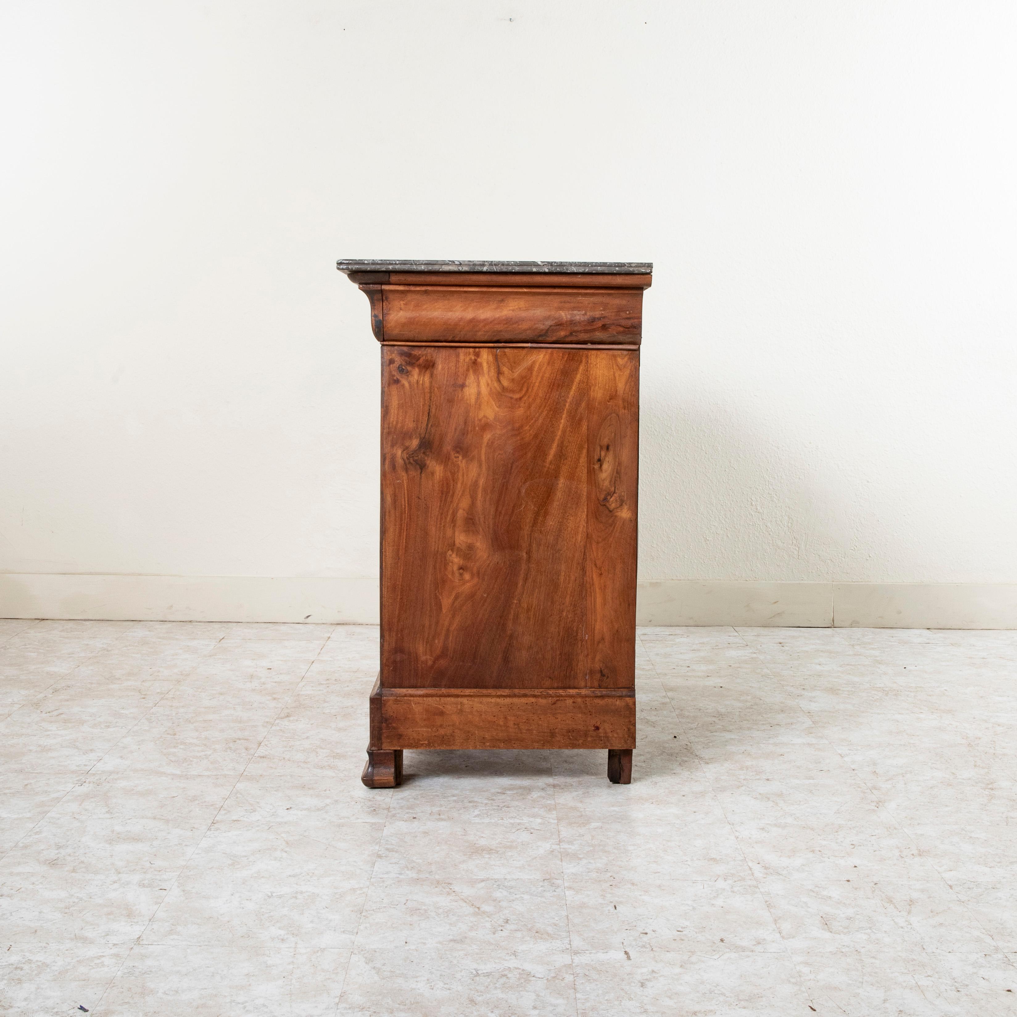 19th Century French Louis Philippe Period Burl Walnut Commode or Chest, Marble For Sale 1
