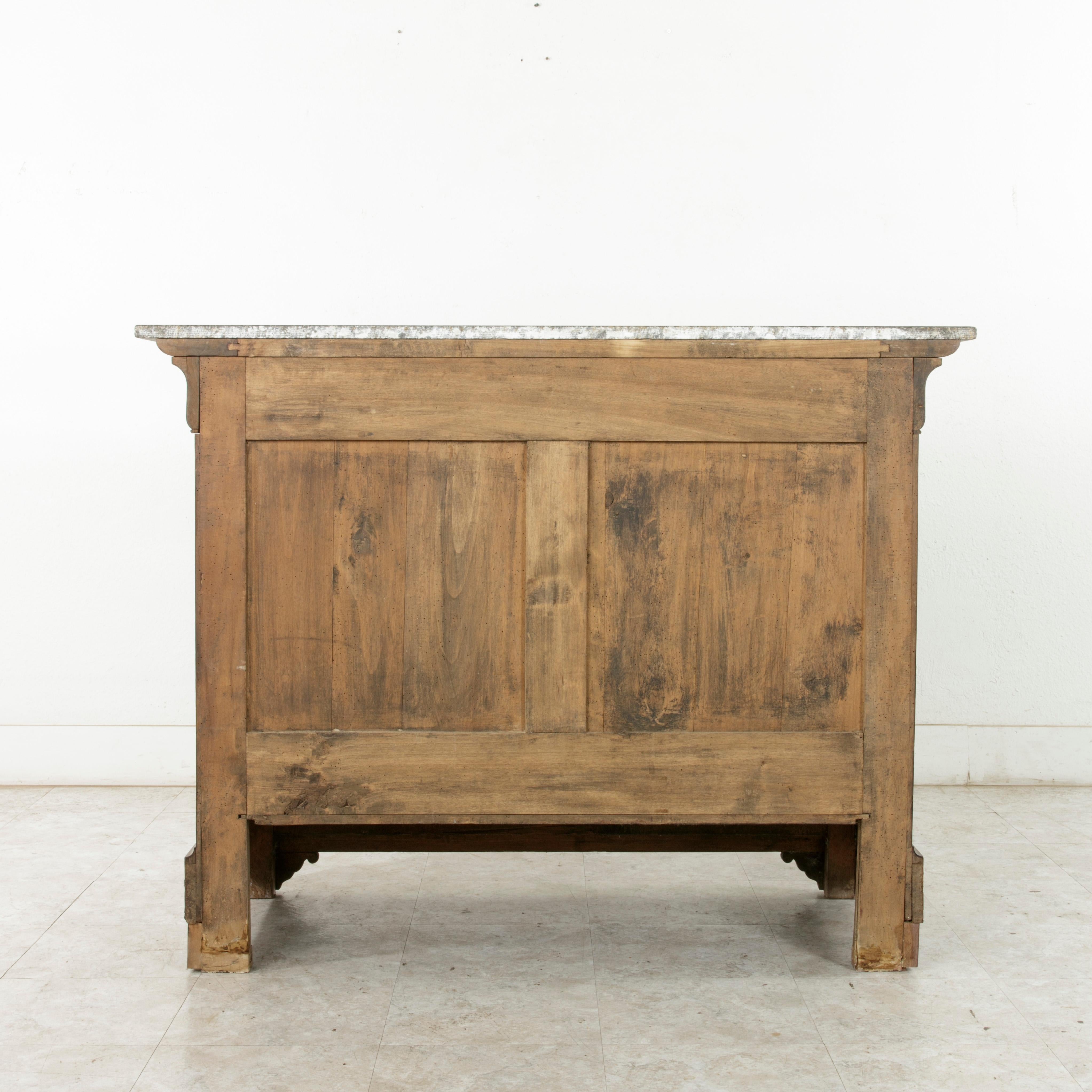 19th Century French Louis Philippe Period Burl Walnut Commode or Chest, Marble 1