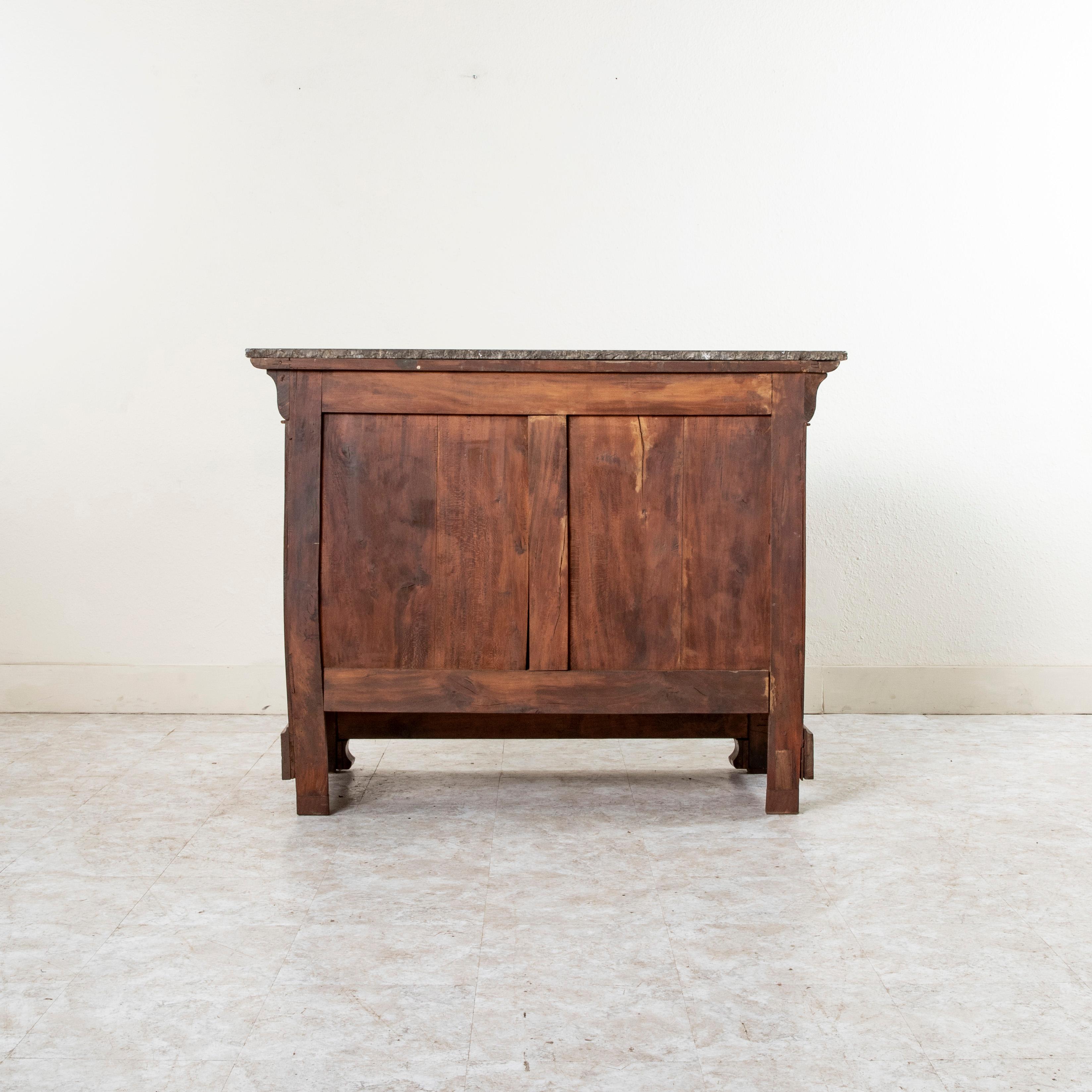 19th Century French Louis Philippe Period Burl Walnut Commode or Chest, Marble For Sale 2