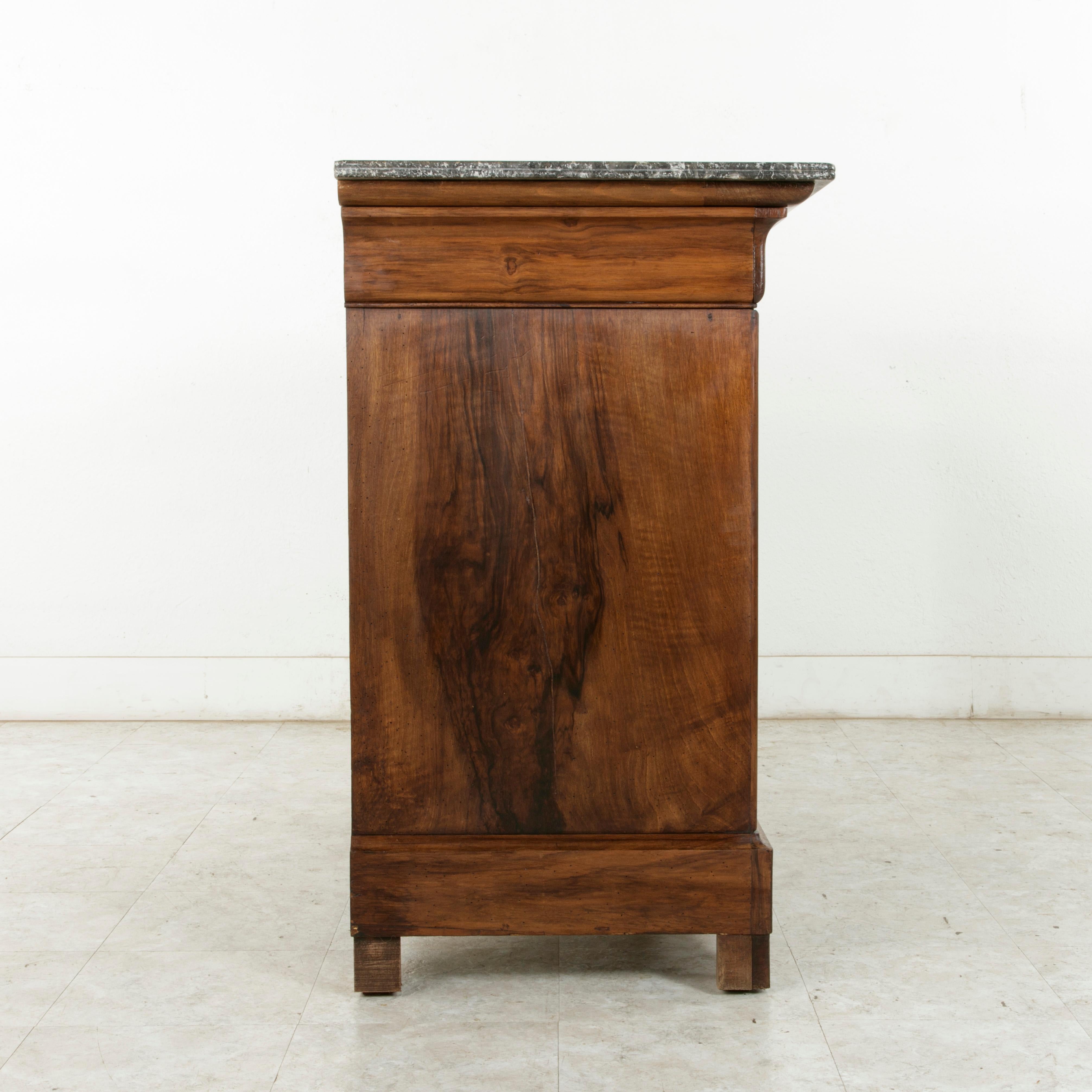 19th Century French Louis Philippe Period Burl Walnut Commode or Chest, Marble 2