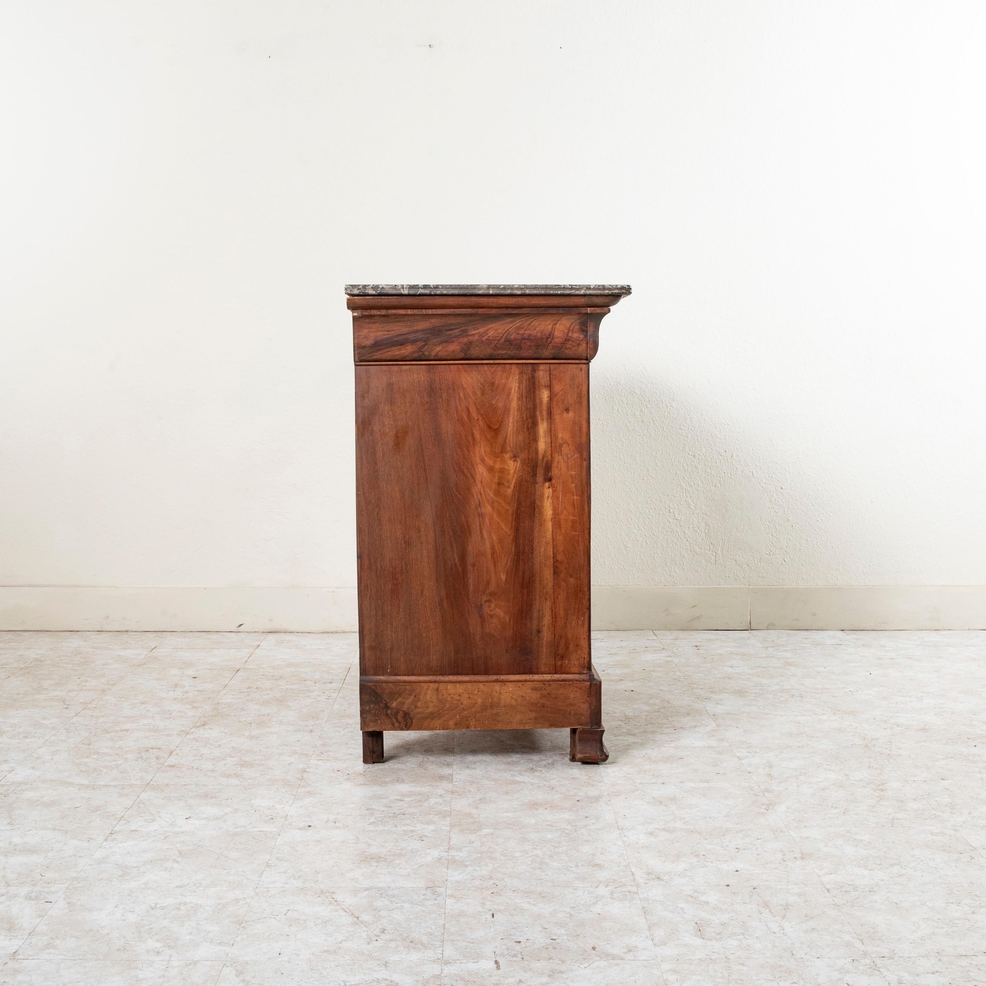 19th Century French Louis Philippe Period Burl Walnut Commode or Chest, Marble For Sale 3