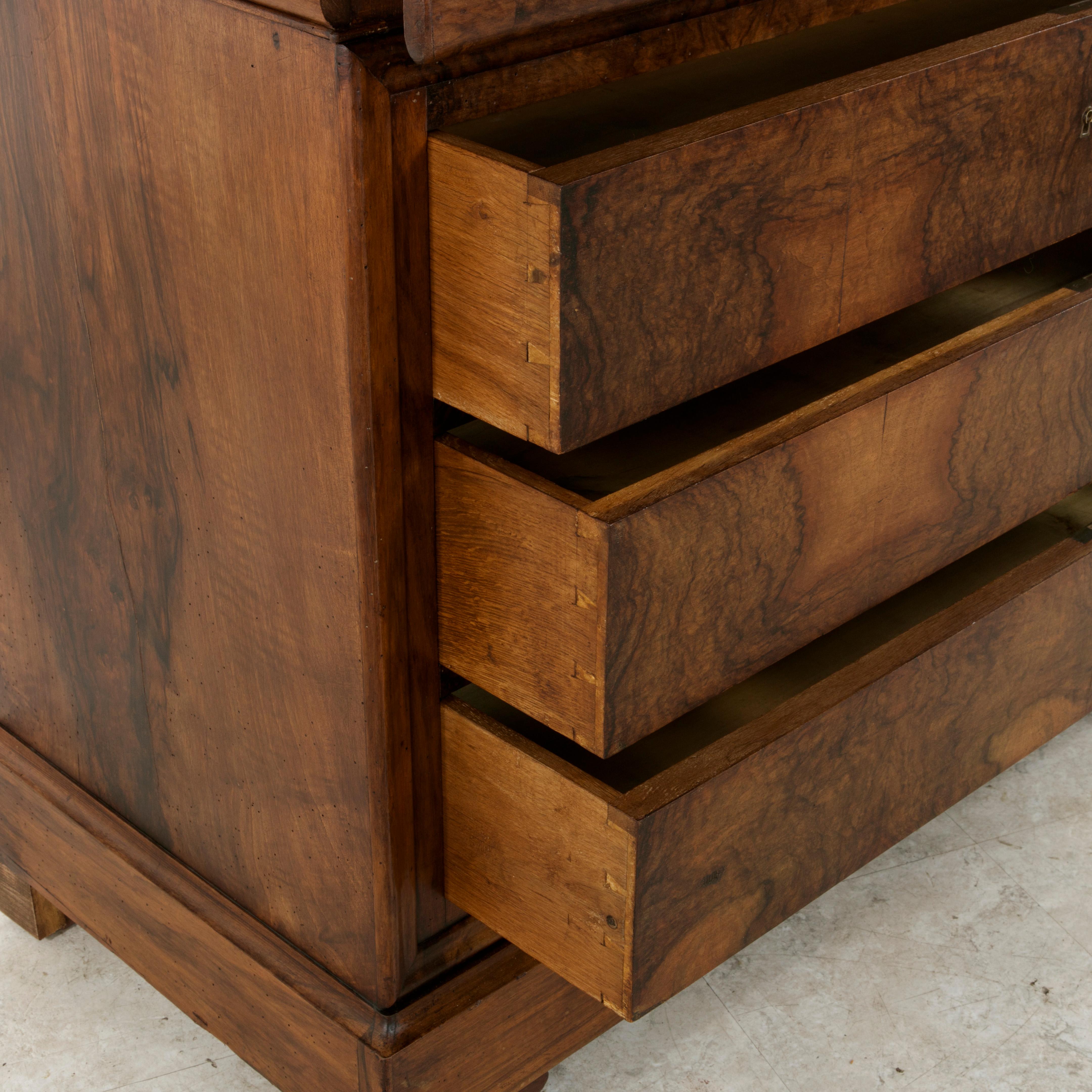 19th Century French Louis Philippe Period Burl Walnut Commode or Chest, Marble 5