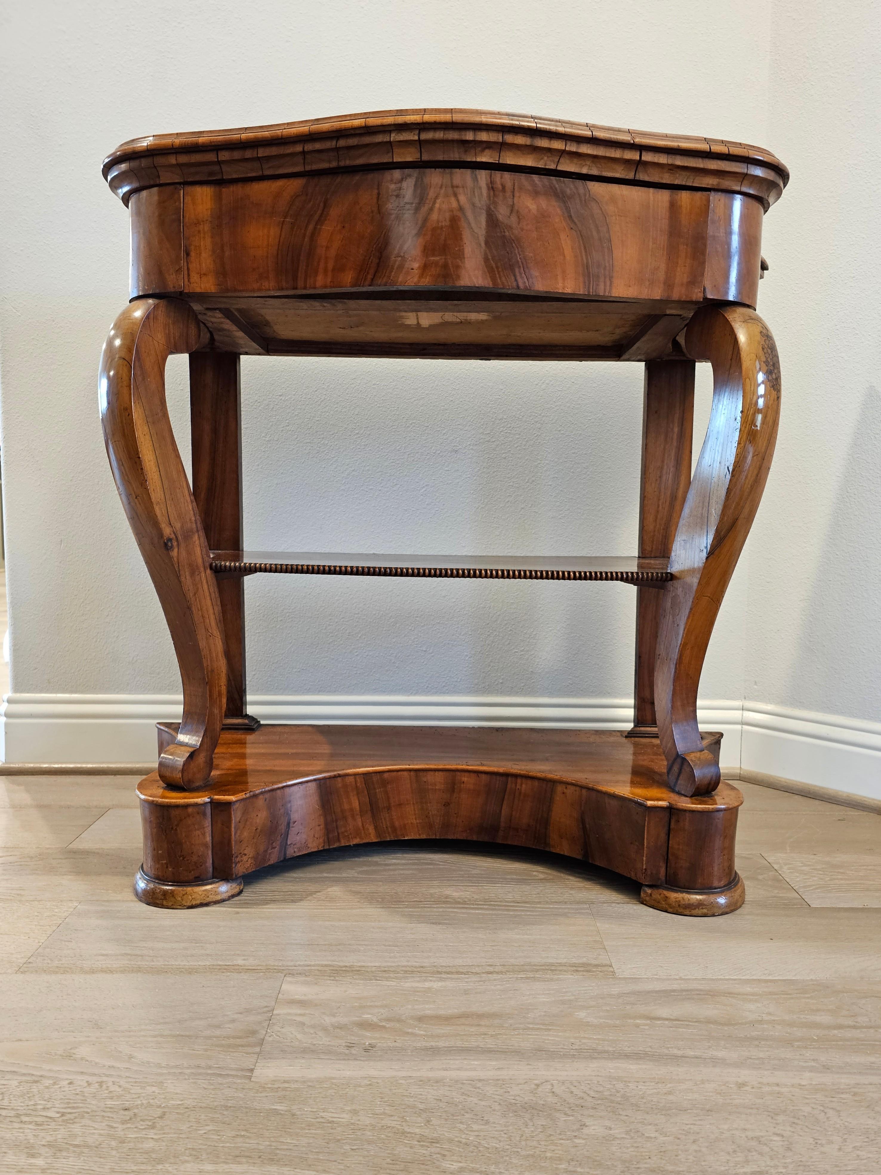 19th Century French Louis Philippe Period Burl Walnut Console Table For Sale 6