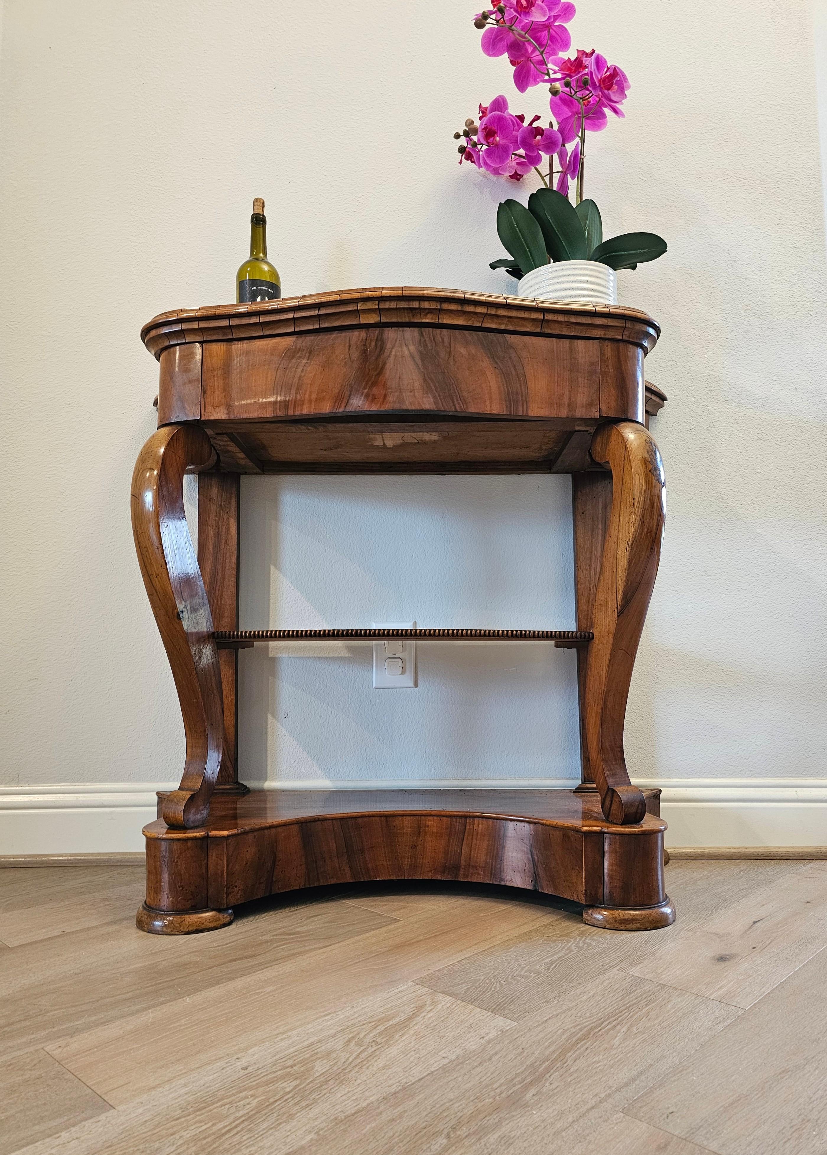 19th Century French Louis Philippe Period Burl Walnut Console Table For Sale 9