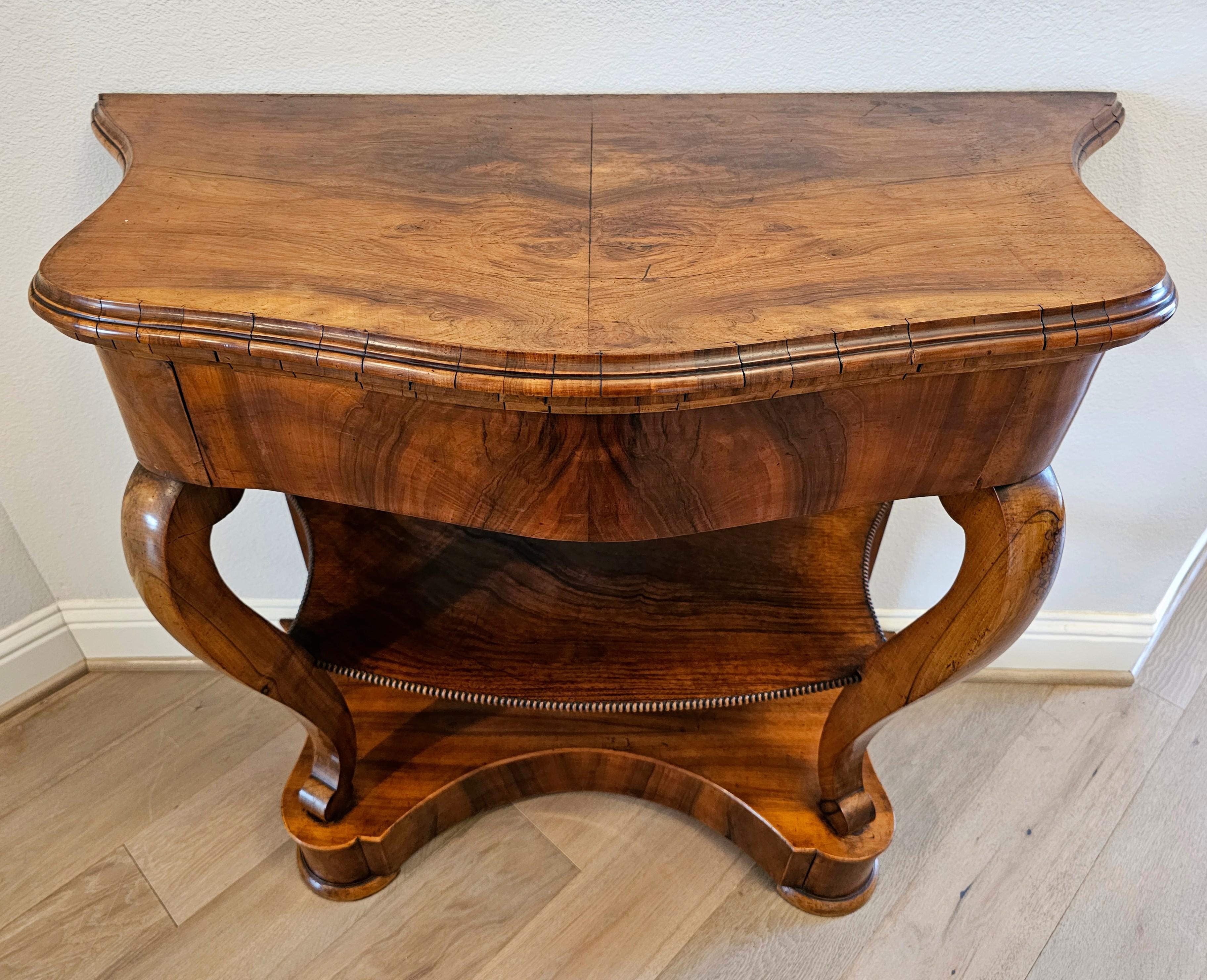 Hand-Crafted 19th Century French Louis Philippe Period Burl Walnut Console Table For Sale