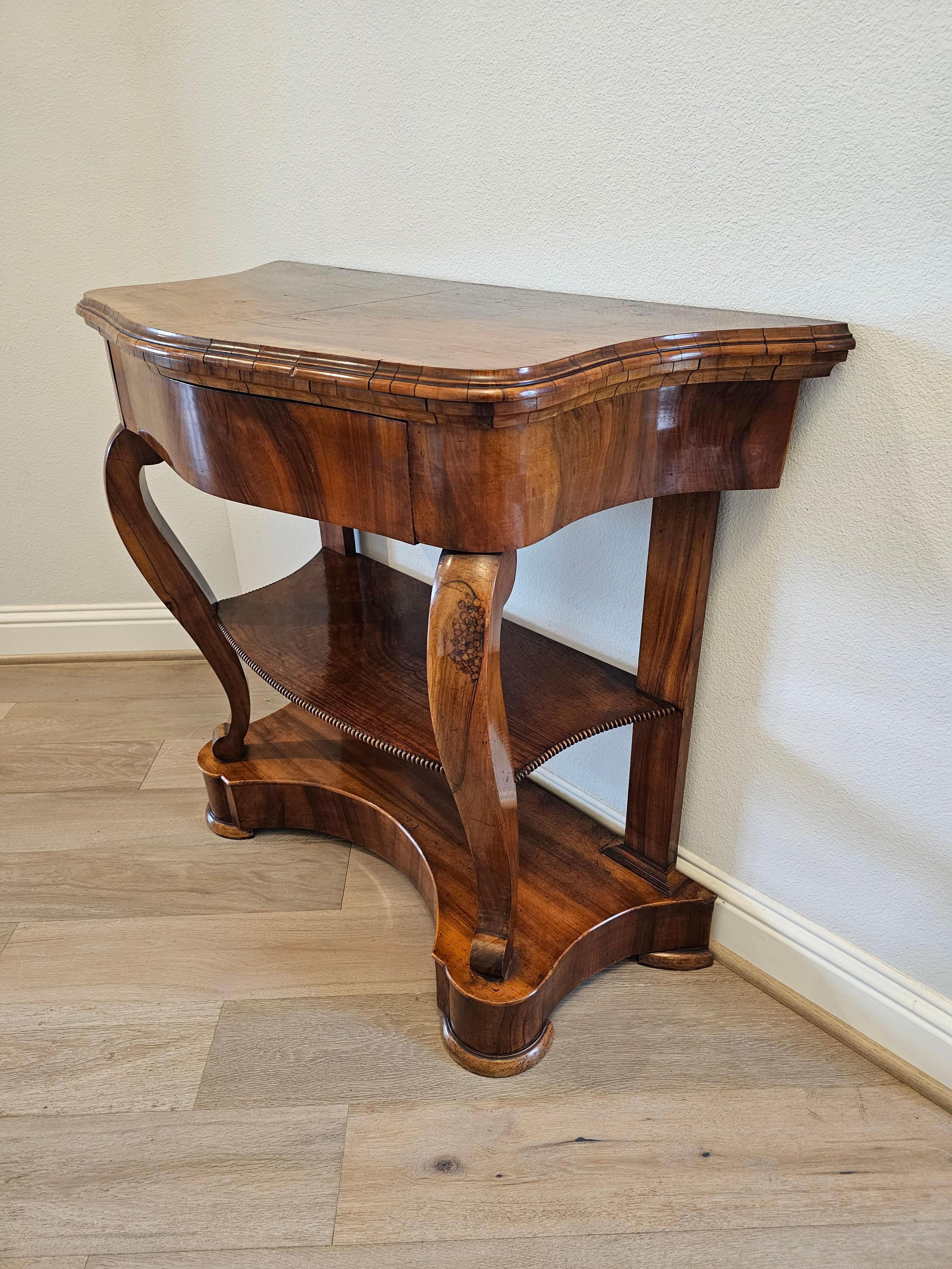 19th Century French Louis Philippe Period Burl Walnut Console Table For Sale 5