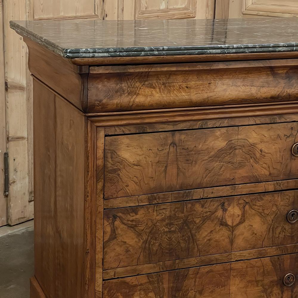 19th Century French Louis Philippe Period Burl Walnut Marble Top Commode 5