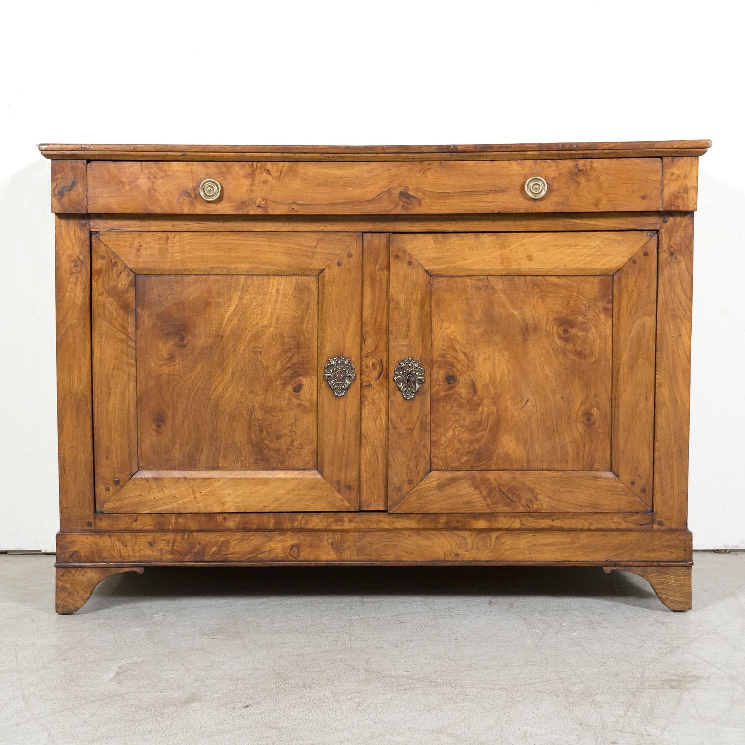 Mid-19th Century 19th Century French Louis Philippe Period Burled Chestnut Buffet For Sale
