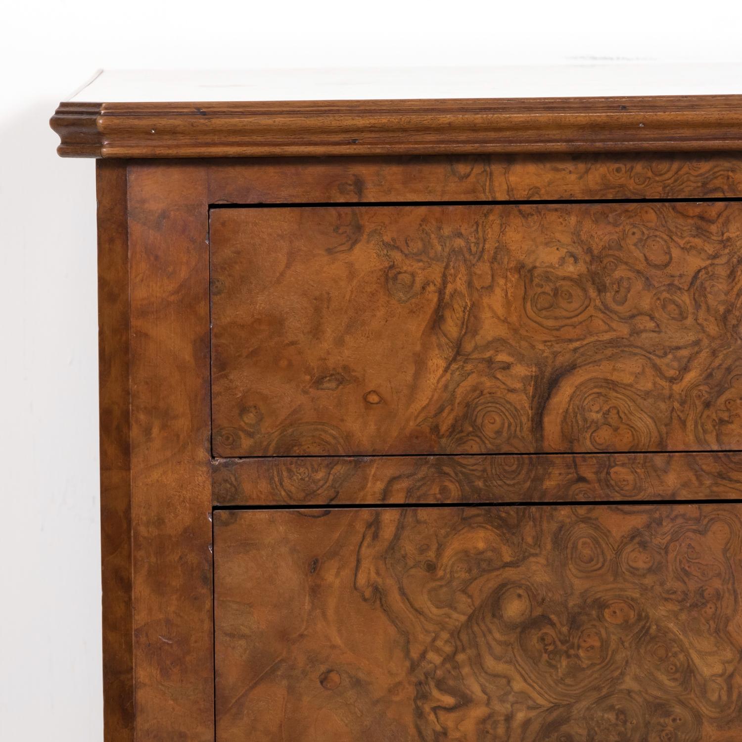 19th Century French Louis Philippe Period Burled Walnut Commode with Marble Top 5