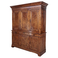 Period French Louis Philippe Chestnut and Burled Chestnut Buffet Deux Corps