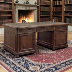 19th Century French Louis Philippe Period Executive Leather Top Mahogany Desk