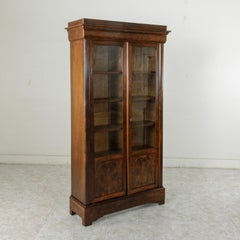 19th Century French Louis Philippe Period Flamed Mahogany Bookcase or Vitrine