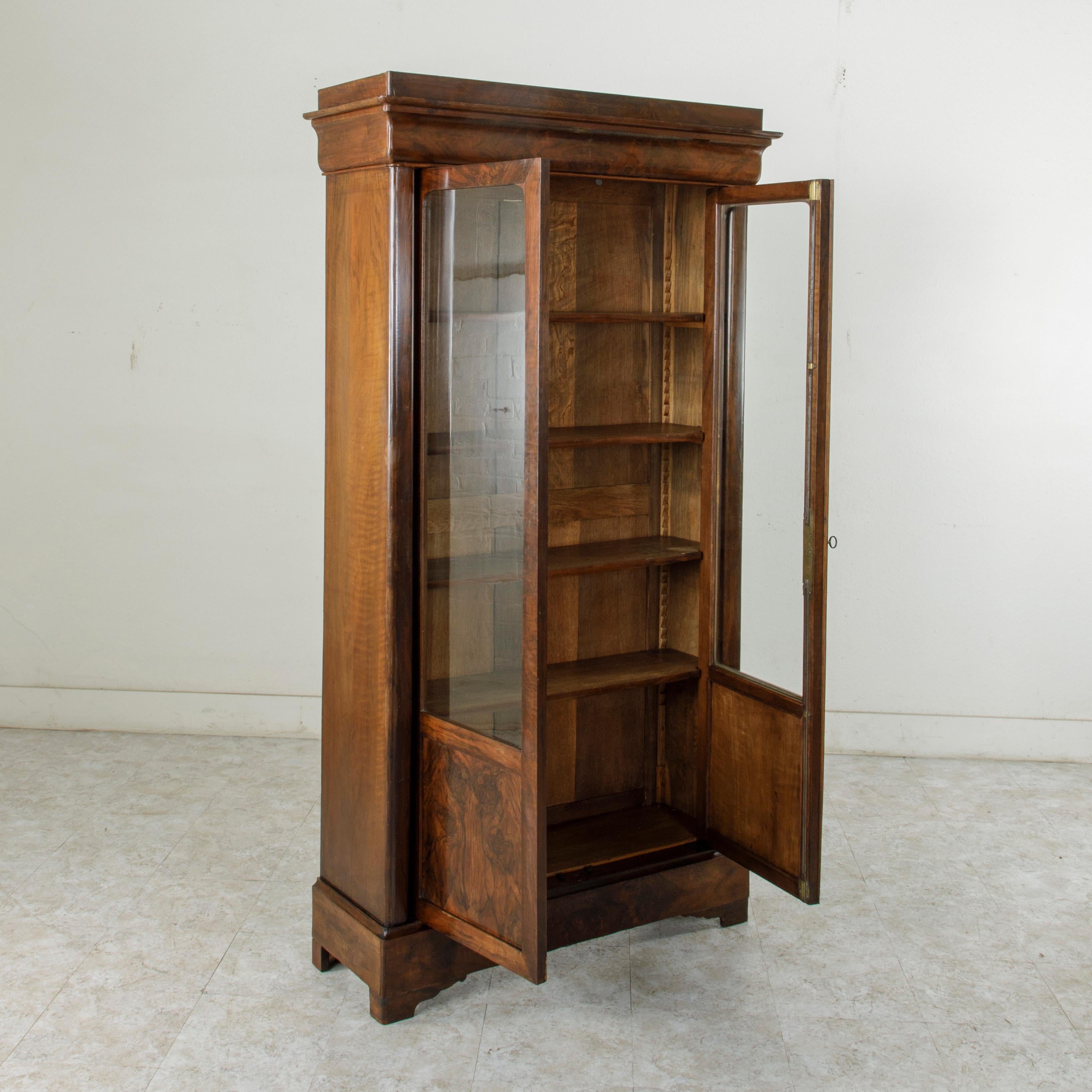 19th Century French Louis Philippe Period Flamed Mahogany Bookcase or Vitrine 4