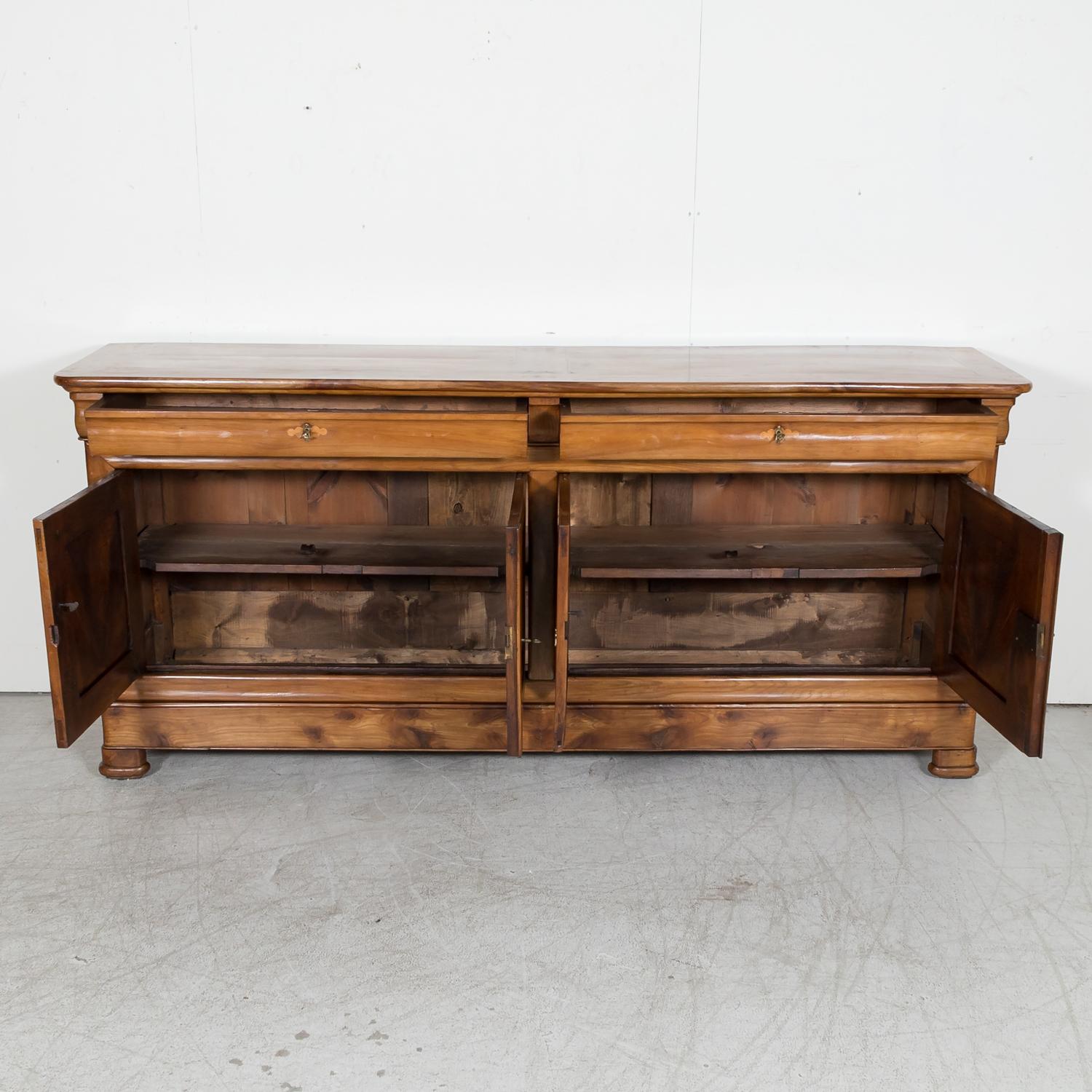 19th Century French Louis Philippe Period Four-Door Cherry Wood Enfilade Buffet In Good Condition In Birmingham, AL