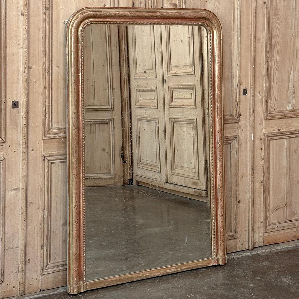 19th Century French Louis Philippe Period Giltwood Mantel Mirror In Good Condition For Sale In Dallas, TX