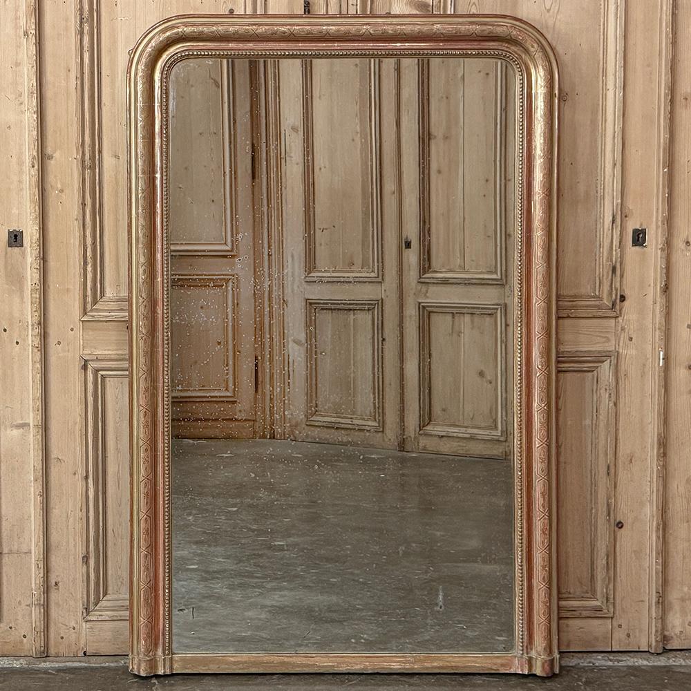 19th Century French Louis Philippe Period Giltwood Mantel Mirror For Sale 1