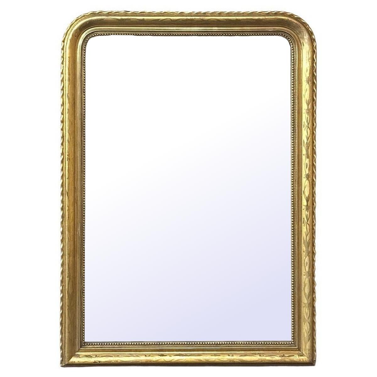 Specchio in legno dorato francese del XIX secolo del periodo Louis Philippe