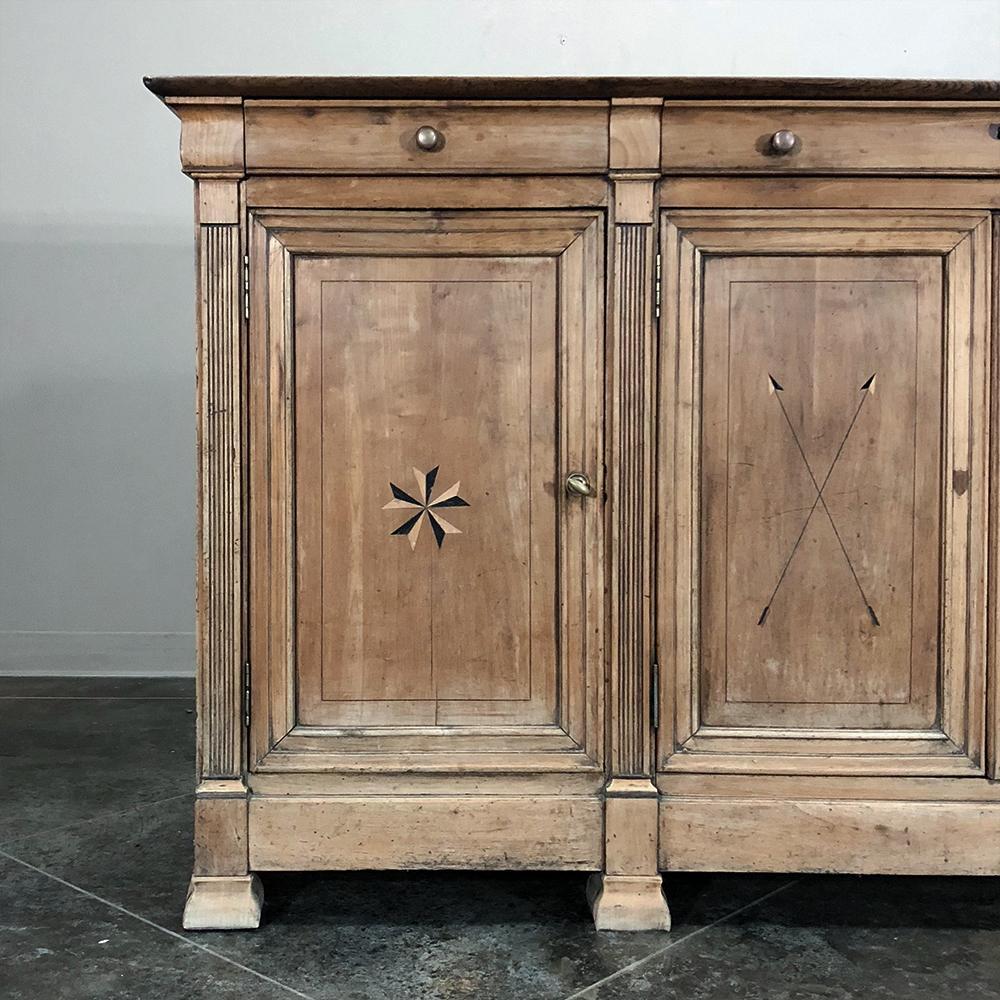 19th Century French Louis Philippe Period Inlaid Stripped Buffet In Good Condition In Dallas, TX