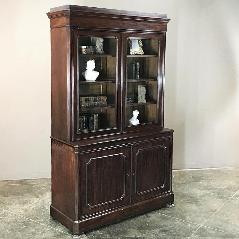 Hand-Crafted 19th Century French Louis Philippe Period Mahogany Bookcase For Sale