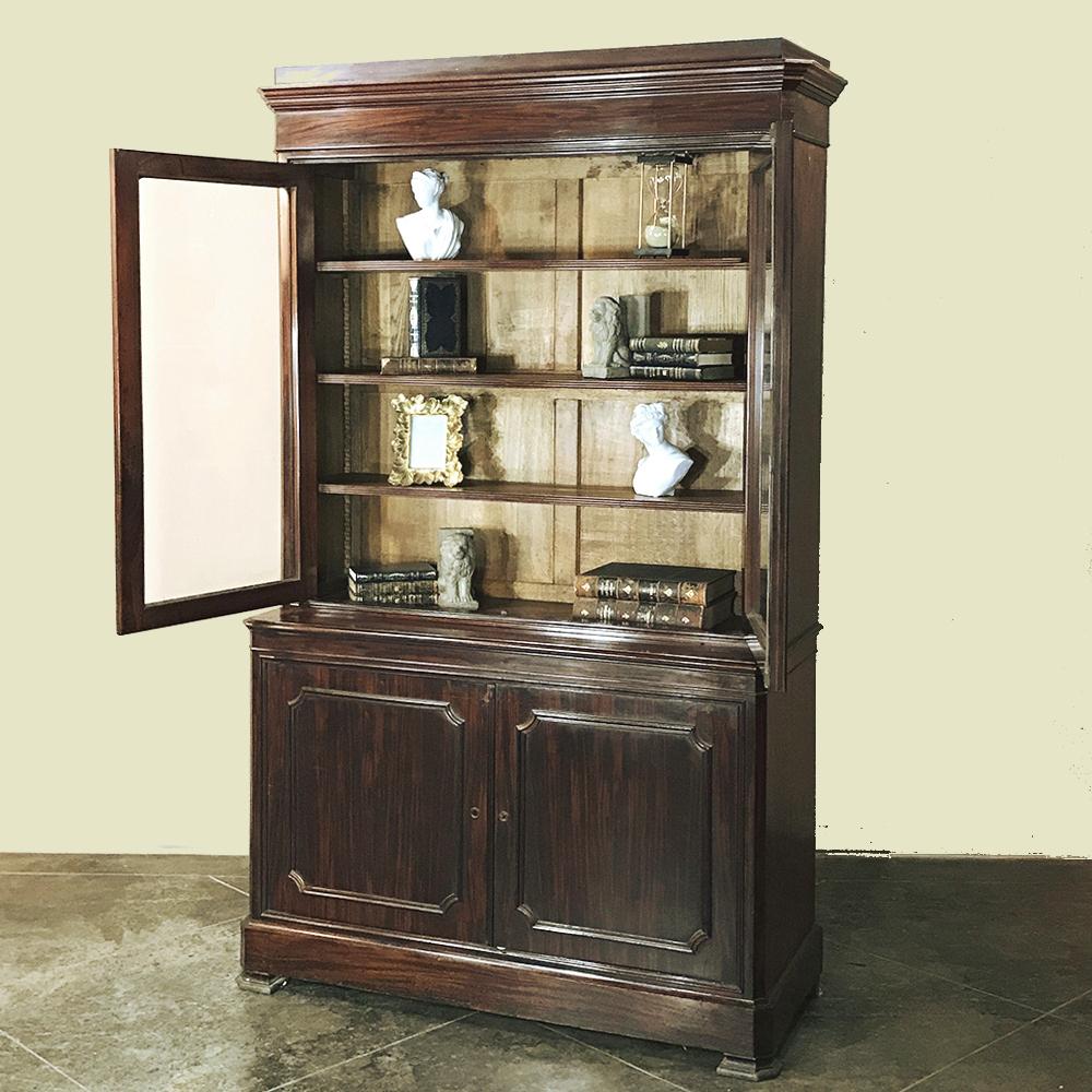 Glass 19th Century French Louis Philippe Period Mahogany Bookcase For Sale