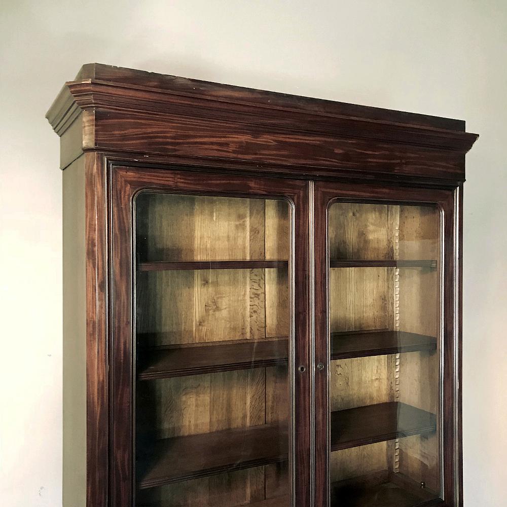Französische Mahagoni-Bücherregal aus der Louis-Philippe-Periode des 19. Jahrhunderts (Glas) im Angebot