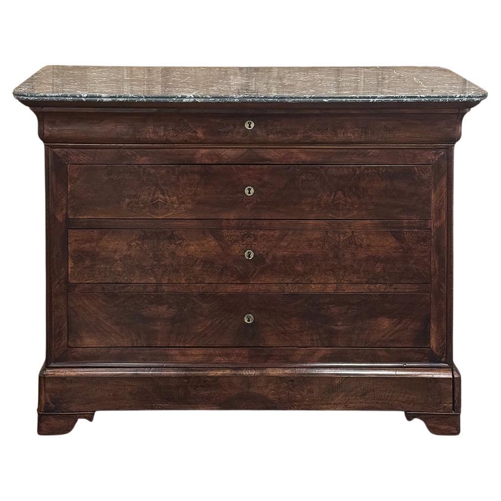 19th Century French Louis Philippe Period Mahogany Marble Top Commode