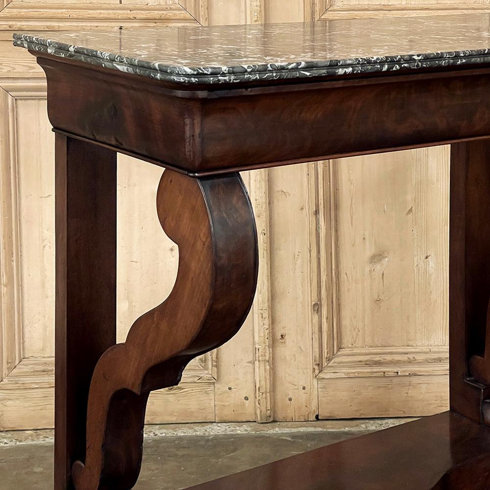 19th Century French Louis Philippe Period Mahogany Marble Top Console For Sale 6