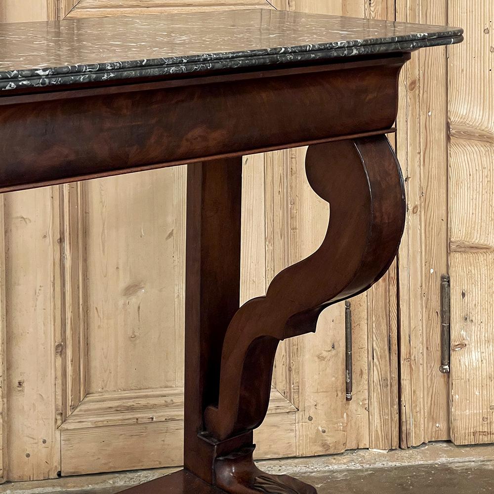 19th Century French Louis Philippe Period Mahogany Marble Top Console For Sale 8