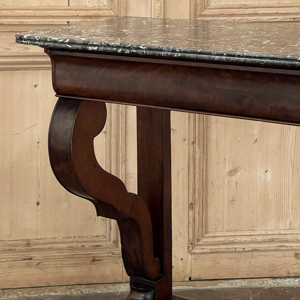 19th Century French Louis Philippe Period Mahogany Marble Top Console For Sale 13