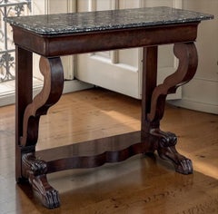 19th Century French Louis Philippe Period Mahogany Marble Top Console