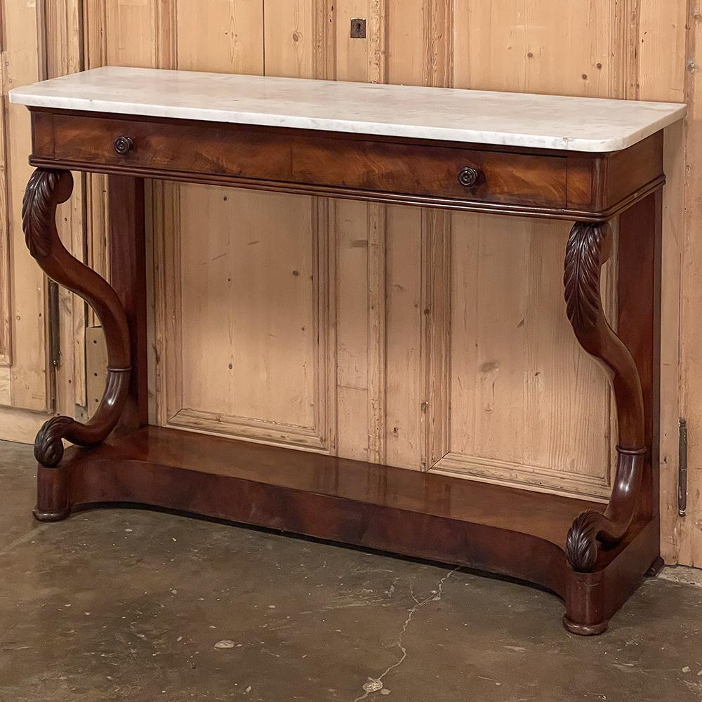 Hand-Crafted 19th Century French Louis Philippe Period Mahogany Marble Top Console