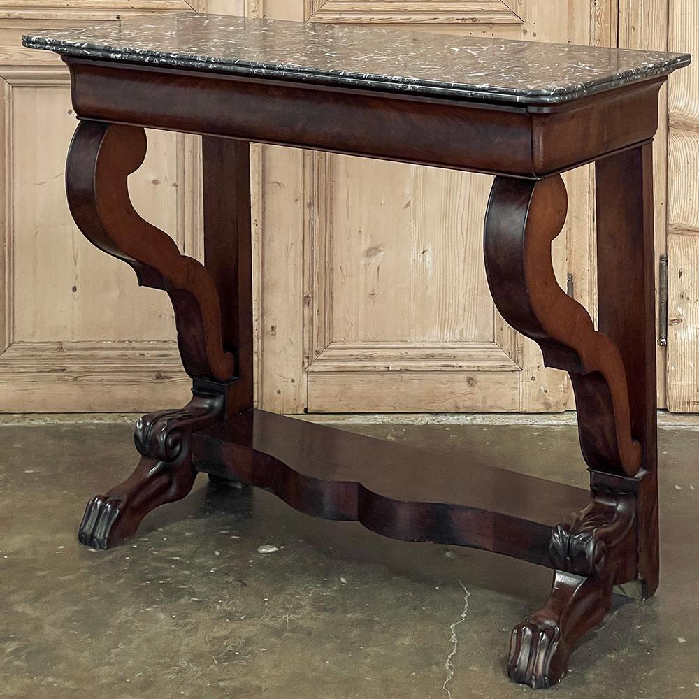 Hand-Crafted 19th Century French Louis Philippe Period Mahogany Marble Top Console For Sale