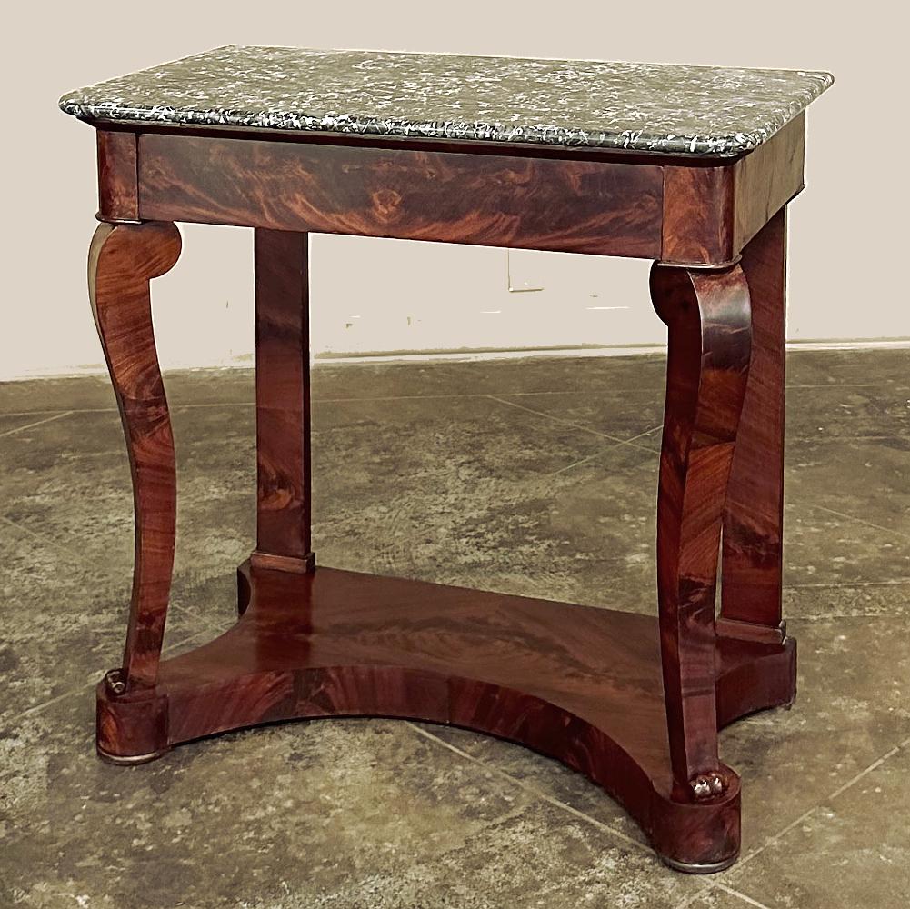 Hand-Crafted 19th Century French Louis Philippe Period Mahogany Marble Top Console For Sale