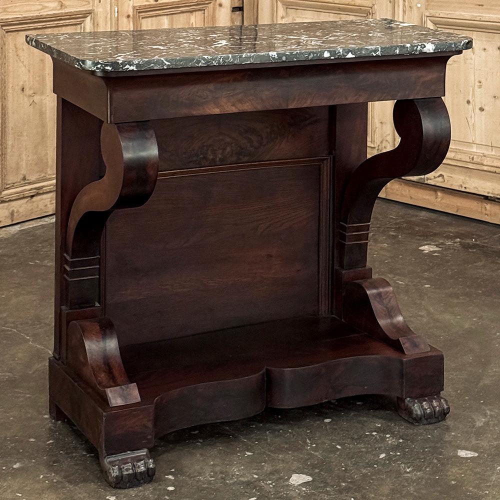 Hand-Crafted 19th Century French Louis Philippe Period Mahogany Marble Top Console For Sale