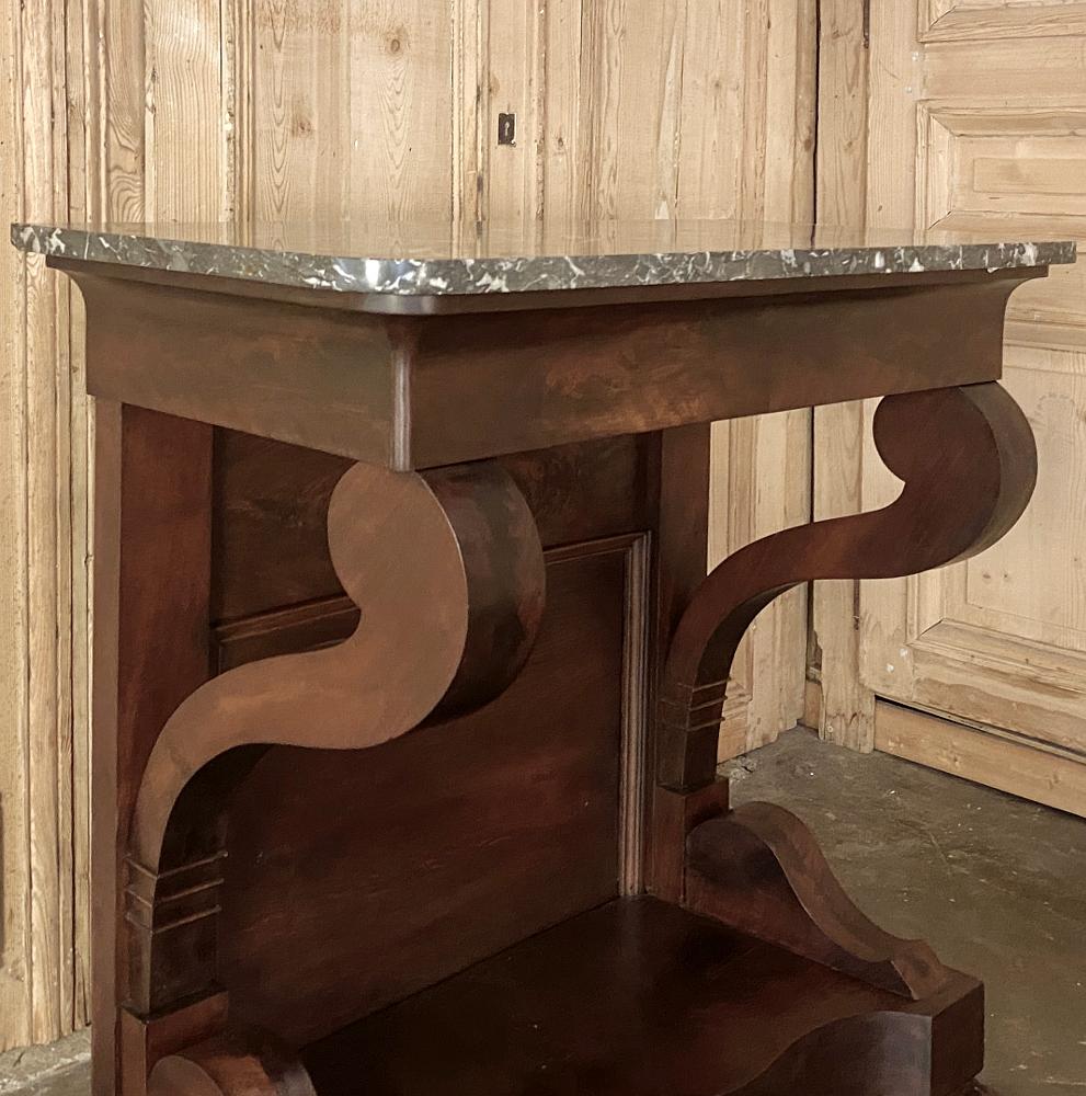 Mid-19th Century 19th Century French Louis Philippe Period Mahogany Marble Top Console For Sale