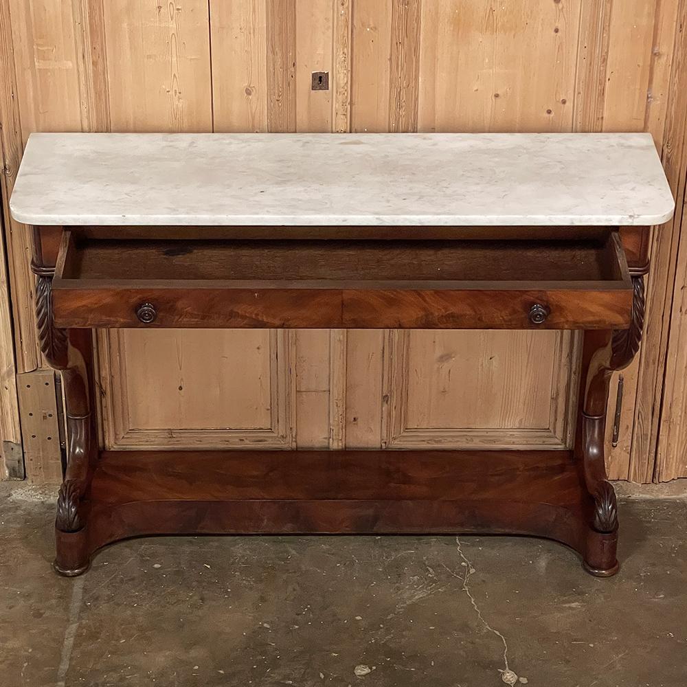 Mid-19th Century 19th Century French Louis Philippe Period Mahogany Marble Top Console