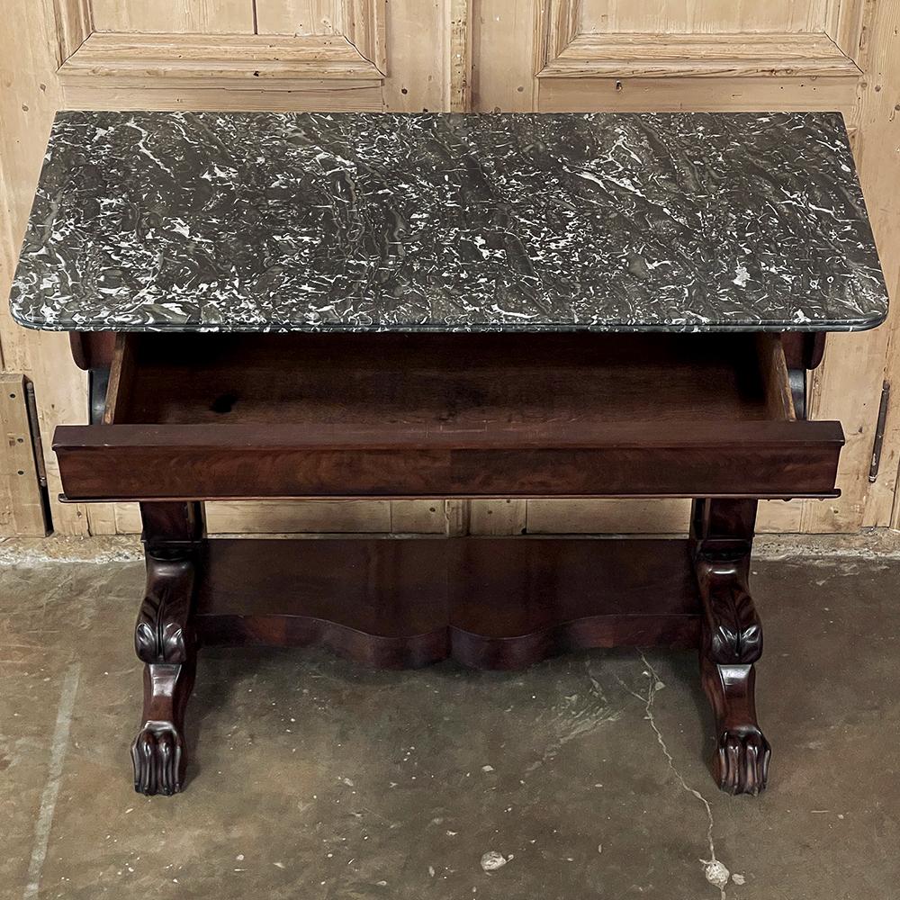 19th Century French Louis Philippe Period Mahogany Marble Top Console For Sale 1