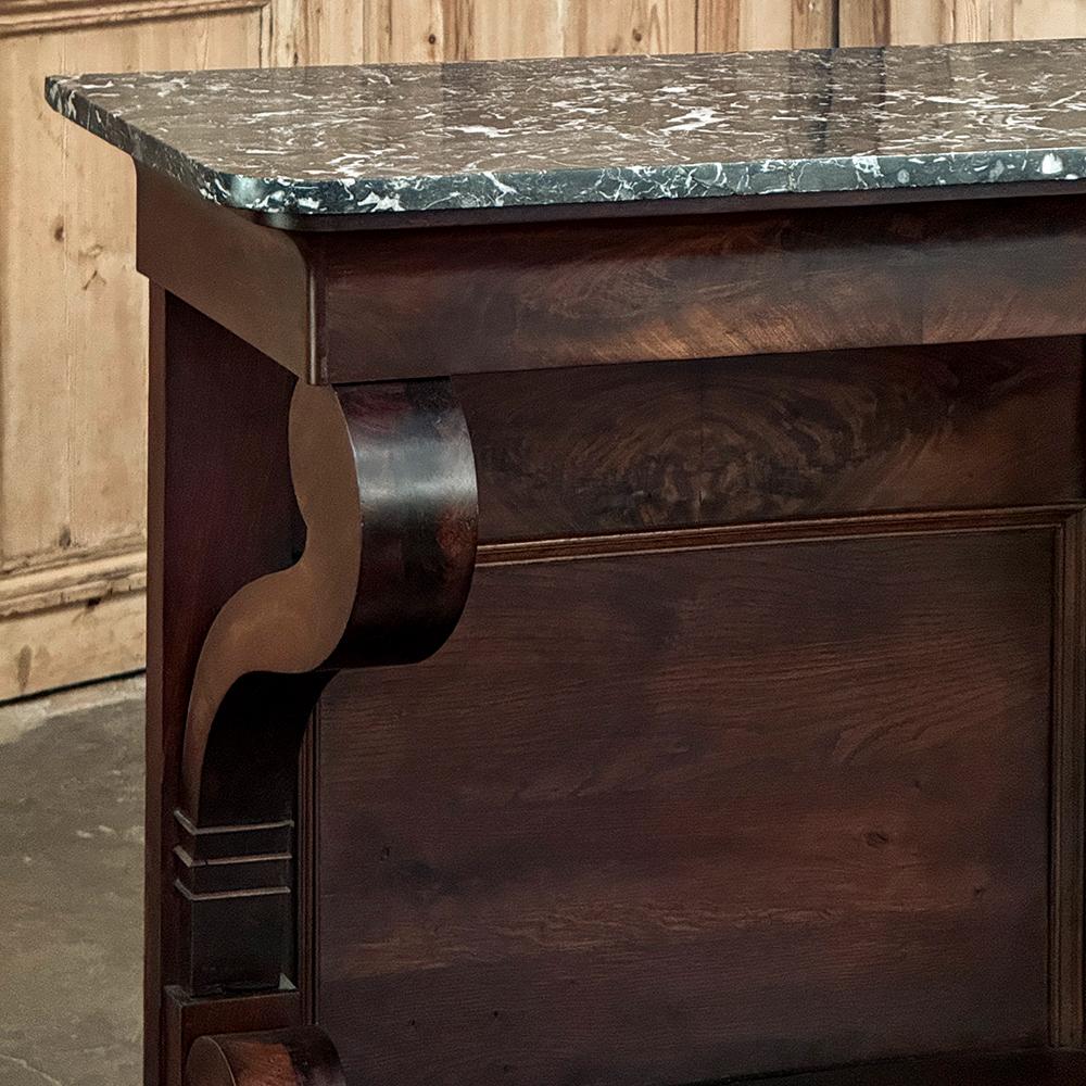 19th Century French Louis Philippe Period Mahogany Marble Top Console For Sale 1
