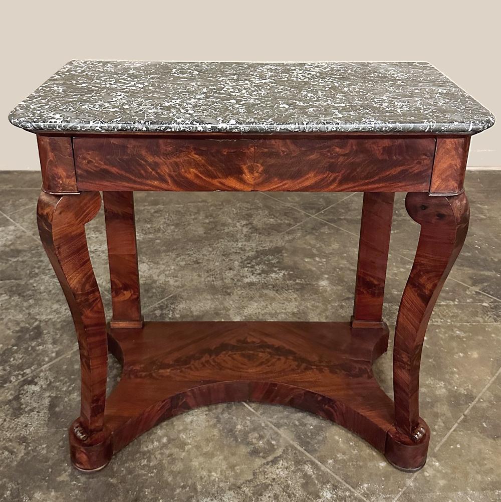 19th Century French Louis Philippe Period Mahogany Marble Top Console For Sale 2
