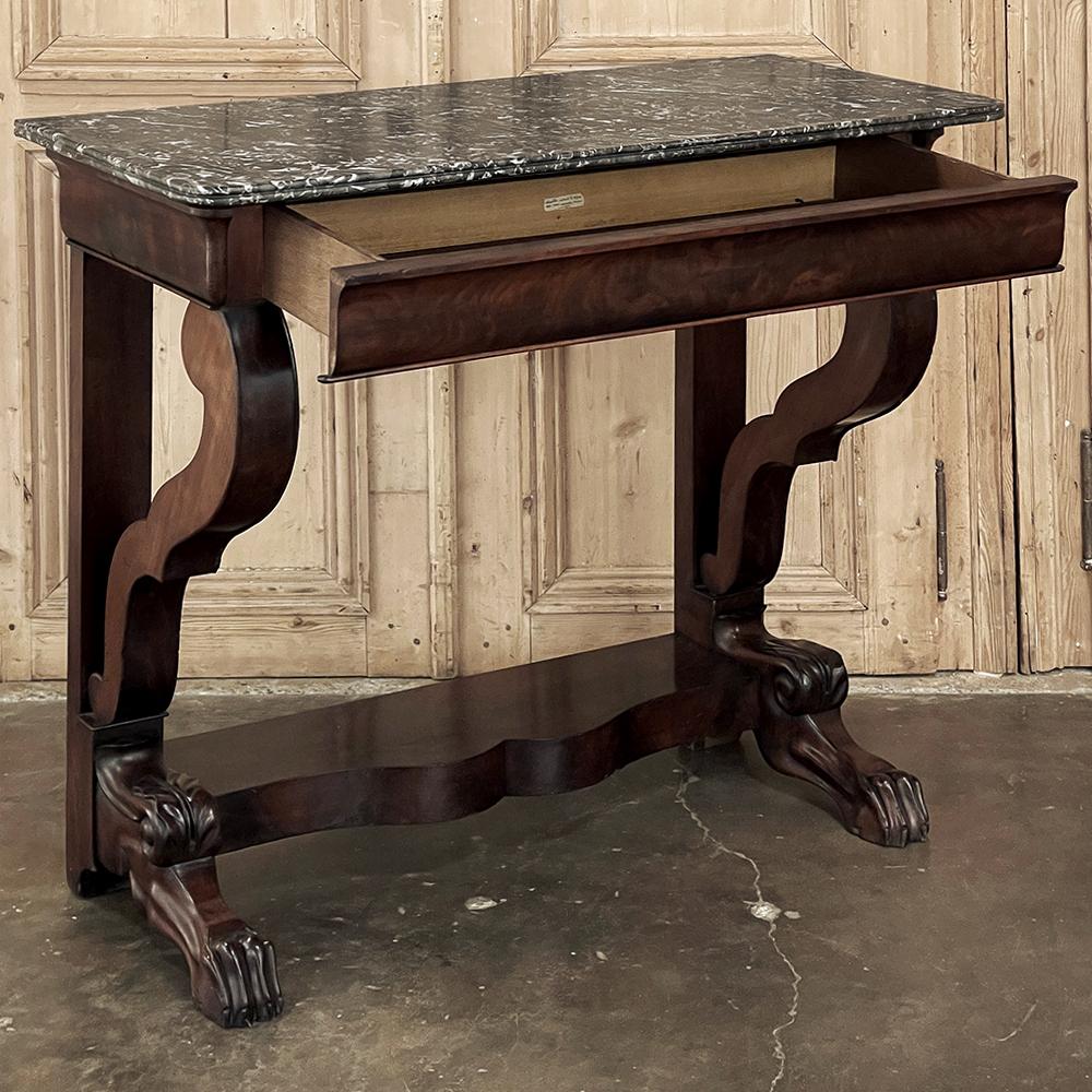 19th Century French Louis Philippe Period Mahogany Marble Top Console For Sale 4