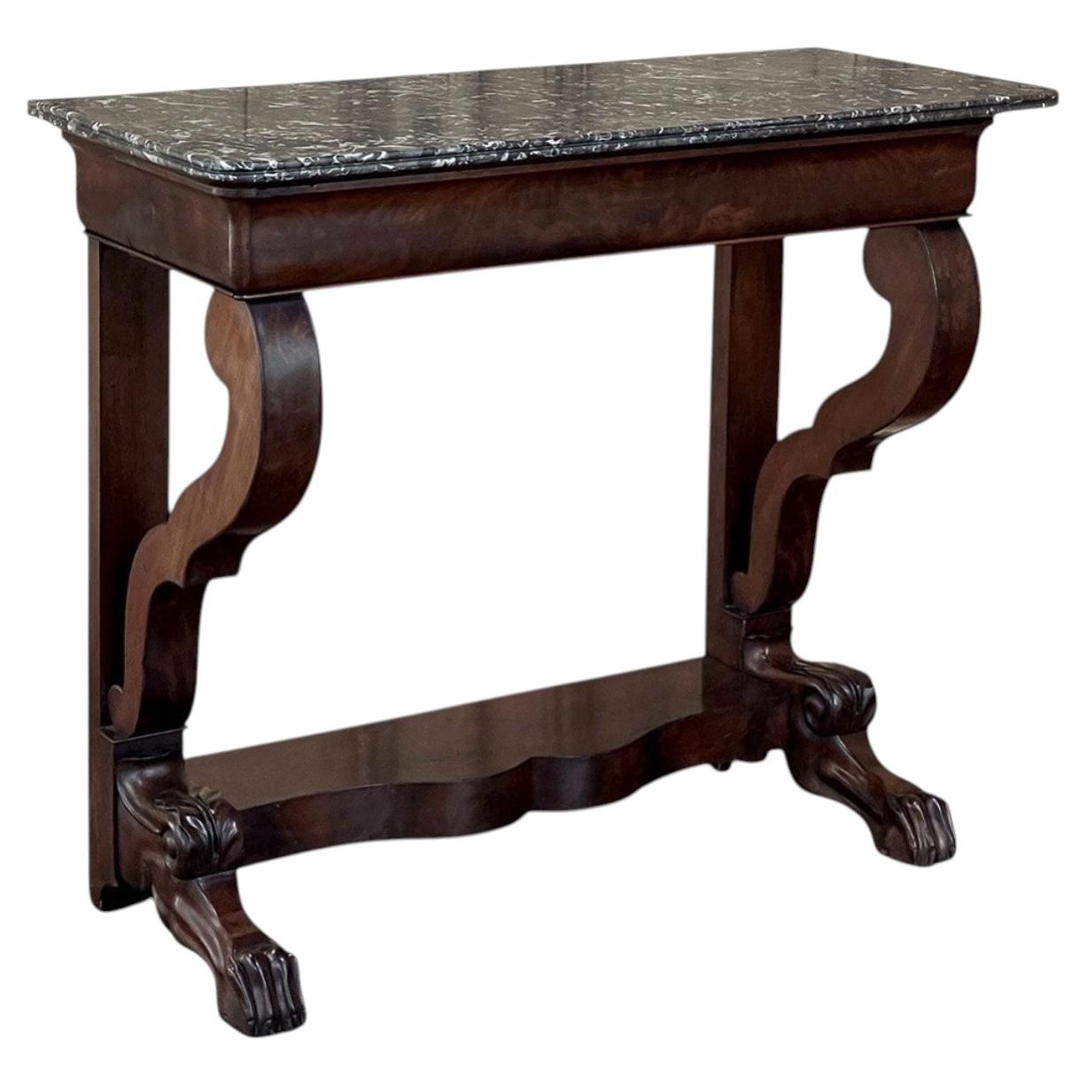 19th Century French Louis Philippe Period Mahogany Marble Top Console