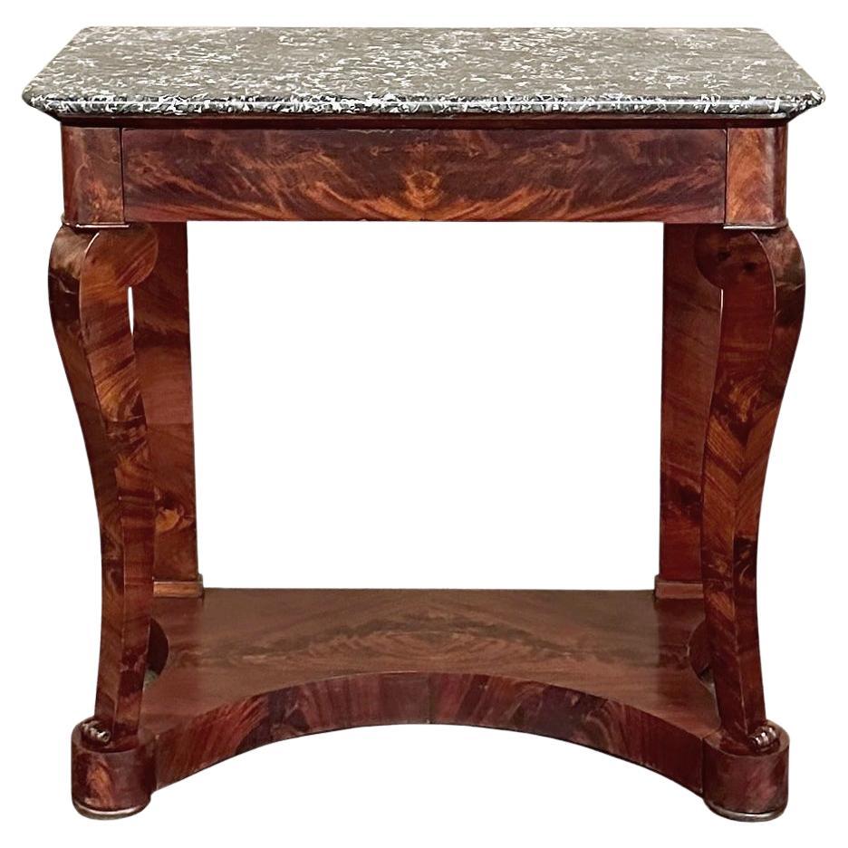 19th Century French Louis Philippe Period Mahogany Marble Top Console For Sale