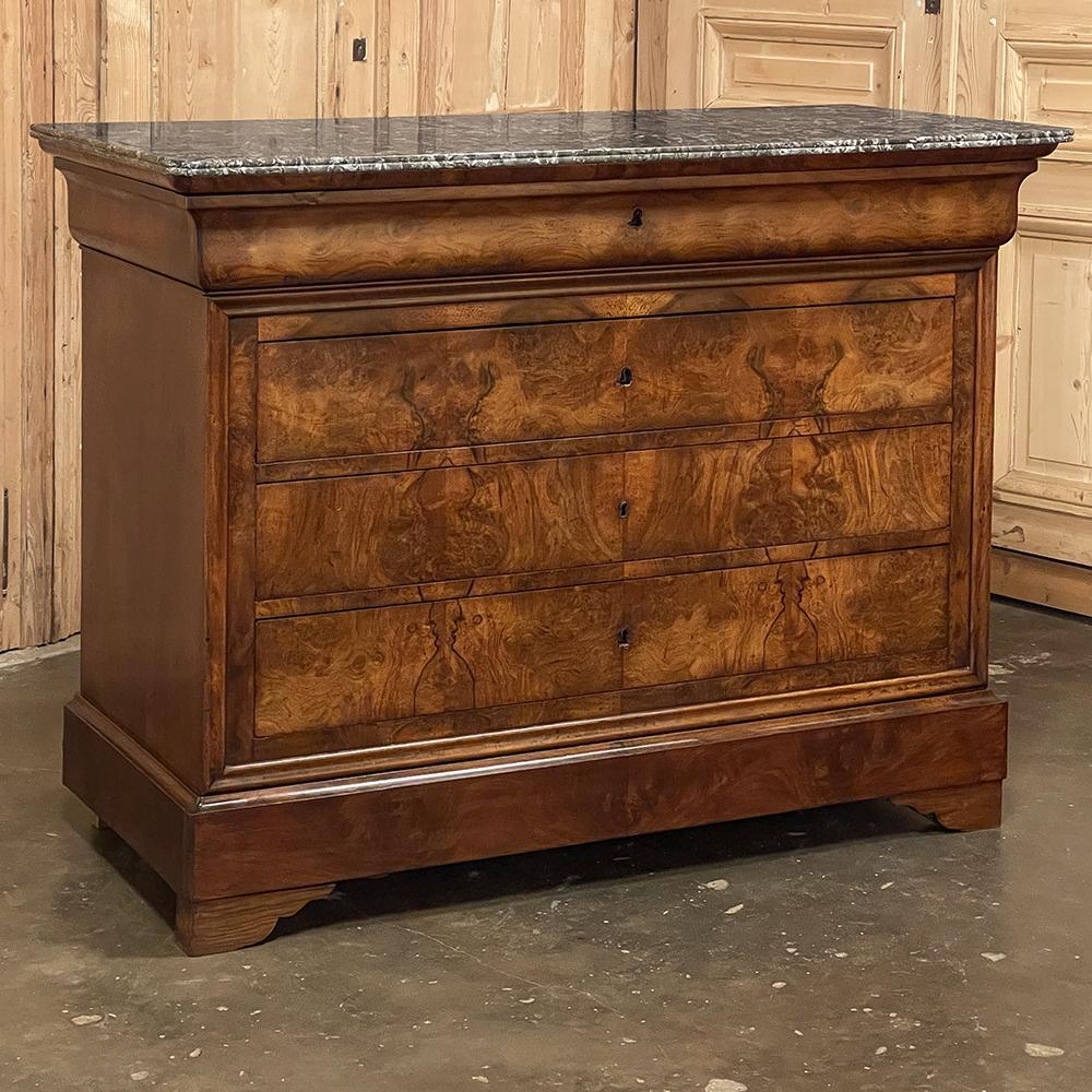 Hand-Crafted 19th Century French Louis Philippe Period Marble Top Commode