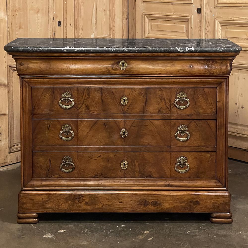 Hand-Crafted 19th Century French Louis Philippe Period Marble Top Commode